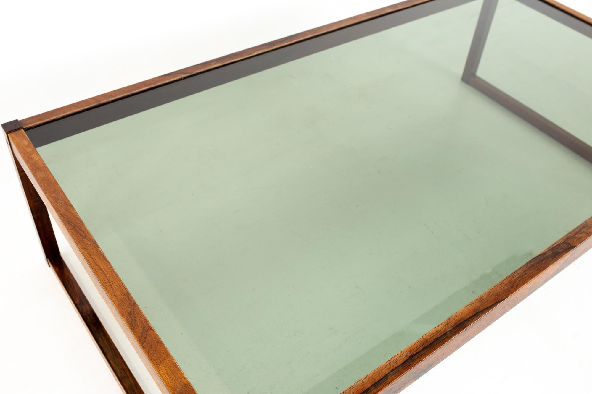 Late 20th Century Midcentury Rosewood and Glass Coffee Table