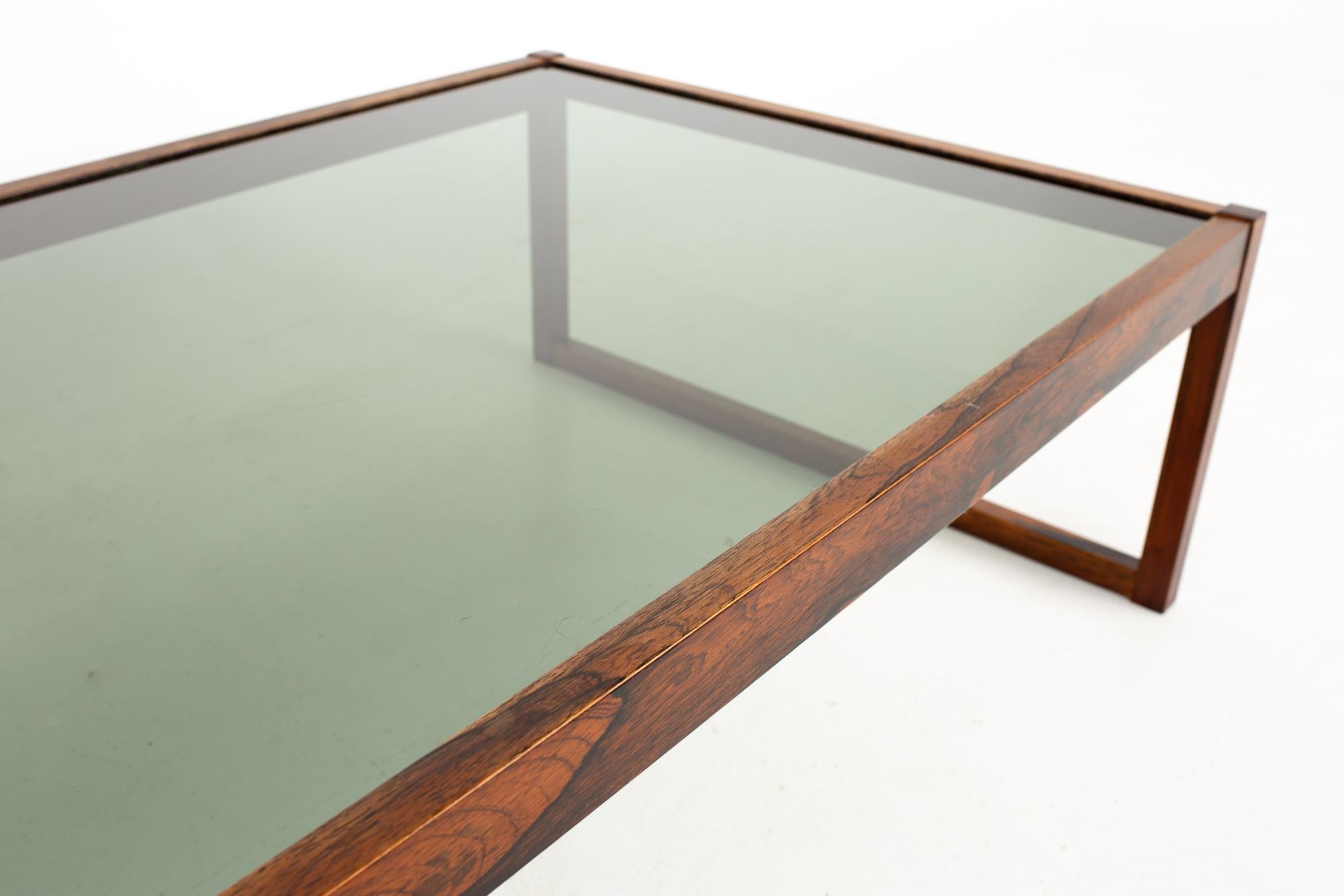 Midcentury Rosewood and Glass Coffee Table 2