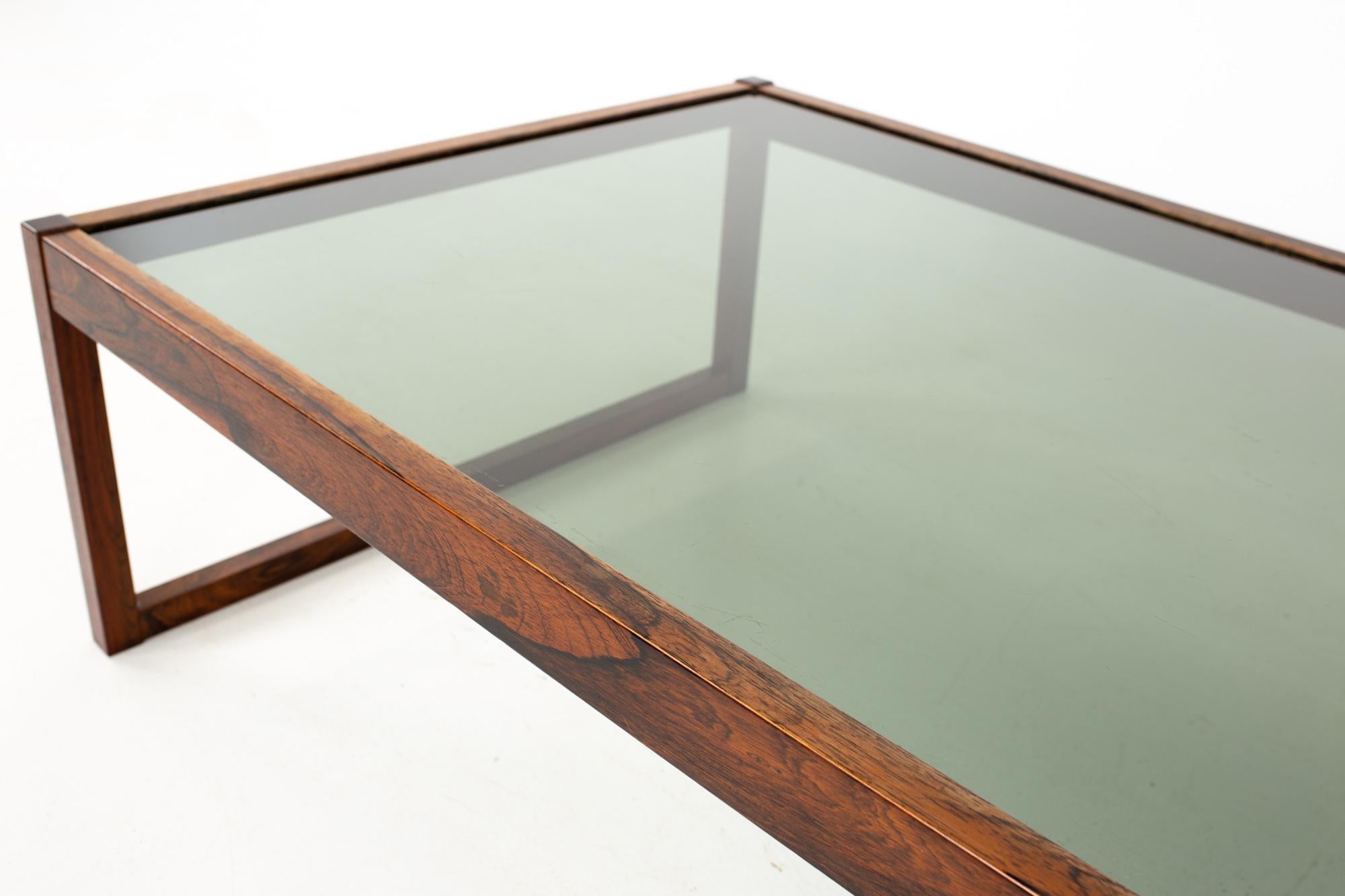 Midcentury Rosewood and Glass Coffee Table 3