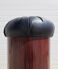 Midcentury Rosewood and Leather Bar Stool by Luciano Frigerio, Italy, 1970s