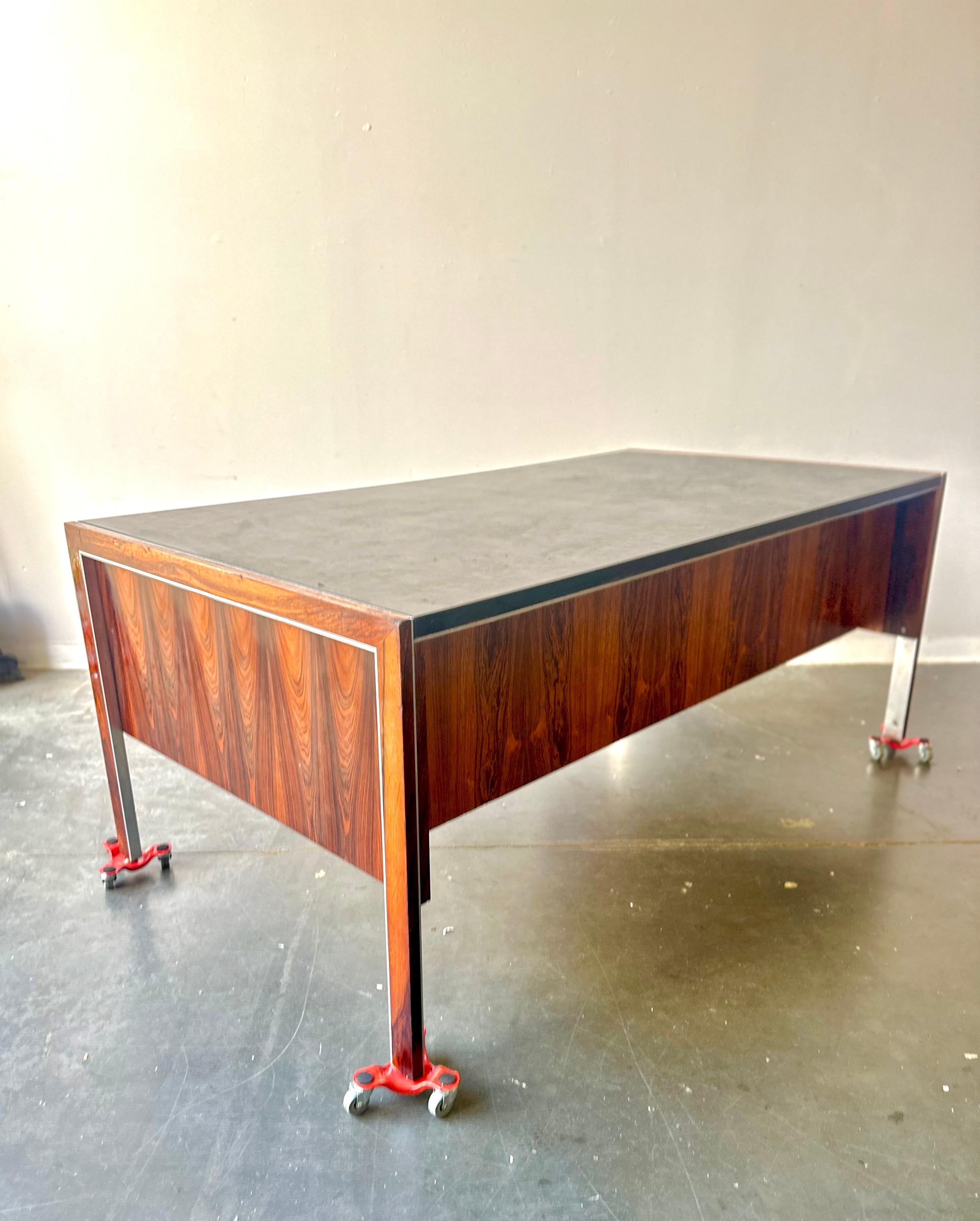 Canadian Mid Century Rosewood And Leather Executive Desk By Herman Miller for Biltrite
