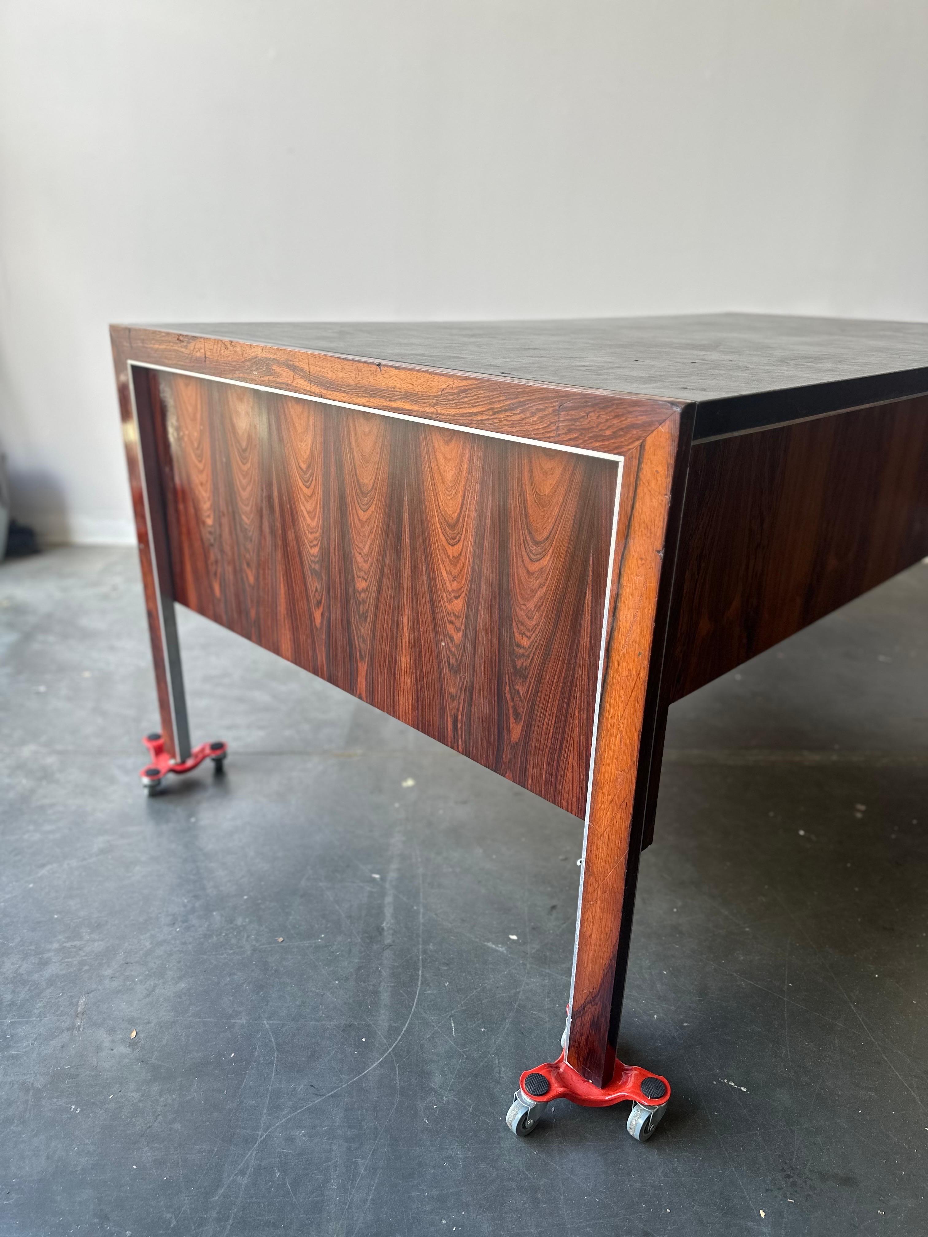 Woodwork Mid Century Rosewood And Leather Executive Desk By Herman Miller for Biltrite