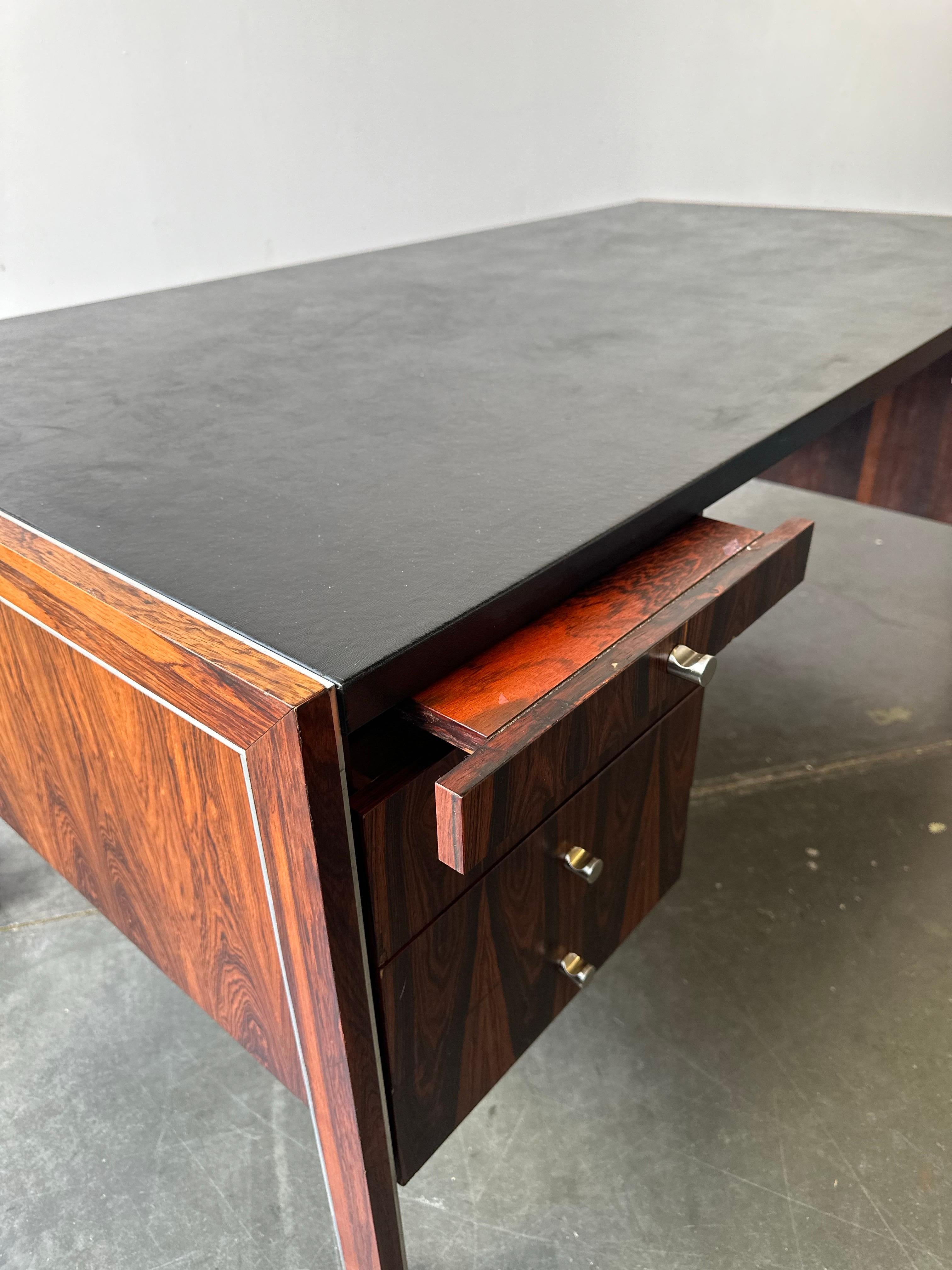 Late 20th Century Mid Century Rosewood And Leather Executive Desk By Herman Miller for Biltrite