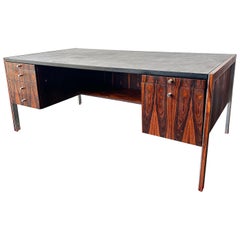 Mid Century Rosewood And Leather Executive Desk By Herman Miller for Biltrite