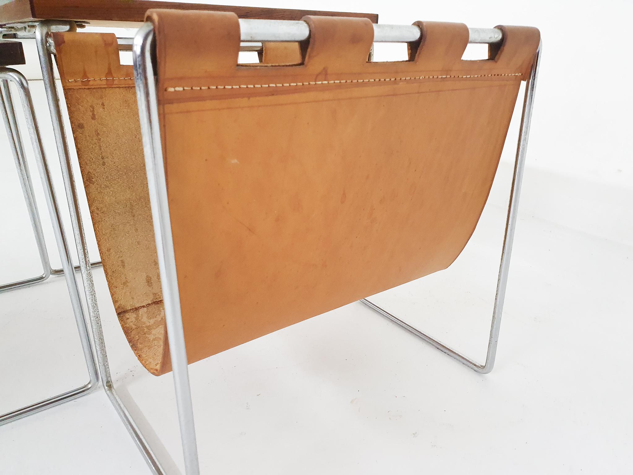 Mid-Century Rosewood and Leather Mimiset by Brabantia, the Netherlands, 1950's 11