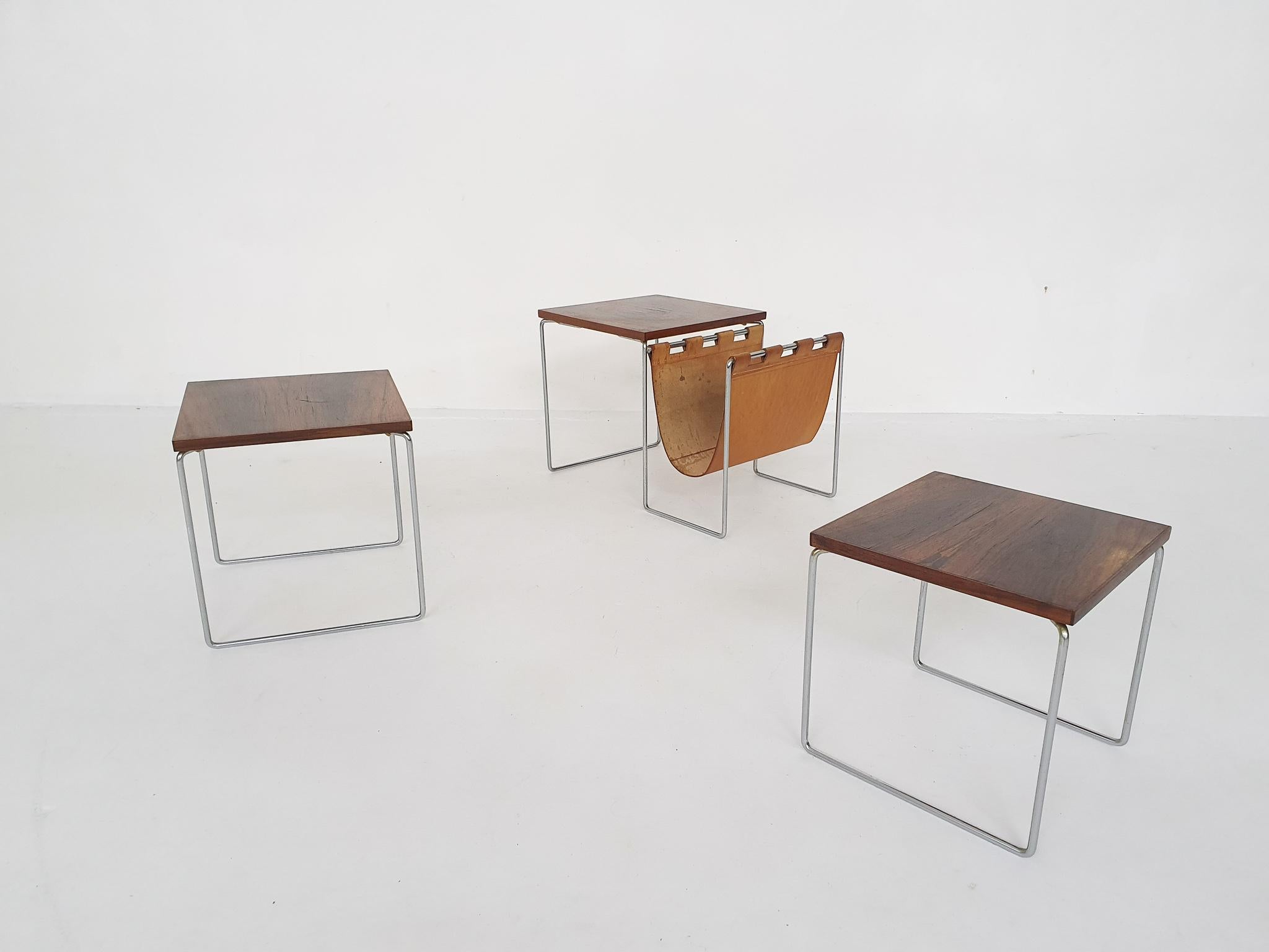 Mid-Century Rosewood and Leather Mimiset by Brabantia, the Netherlands, 1950's 2