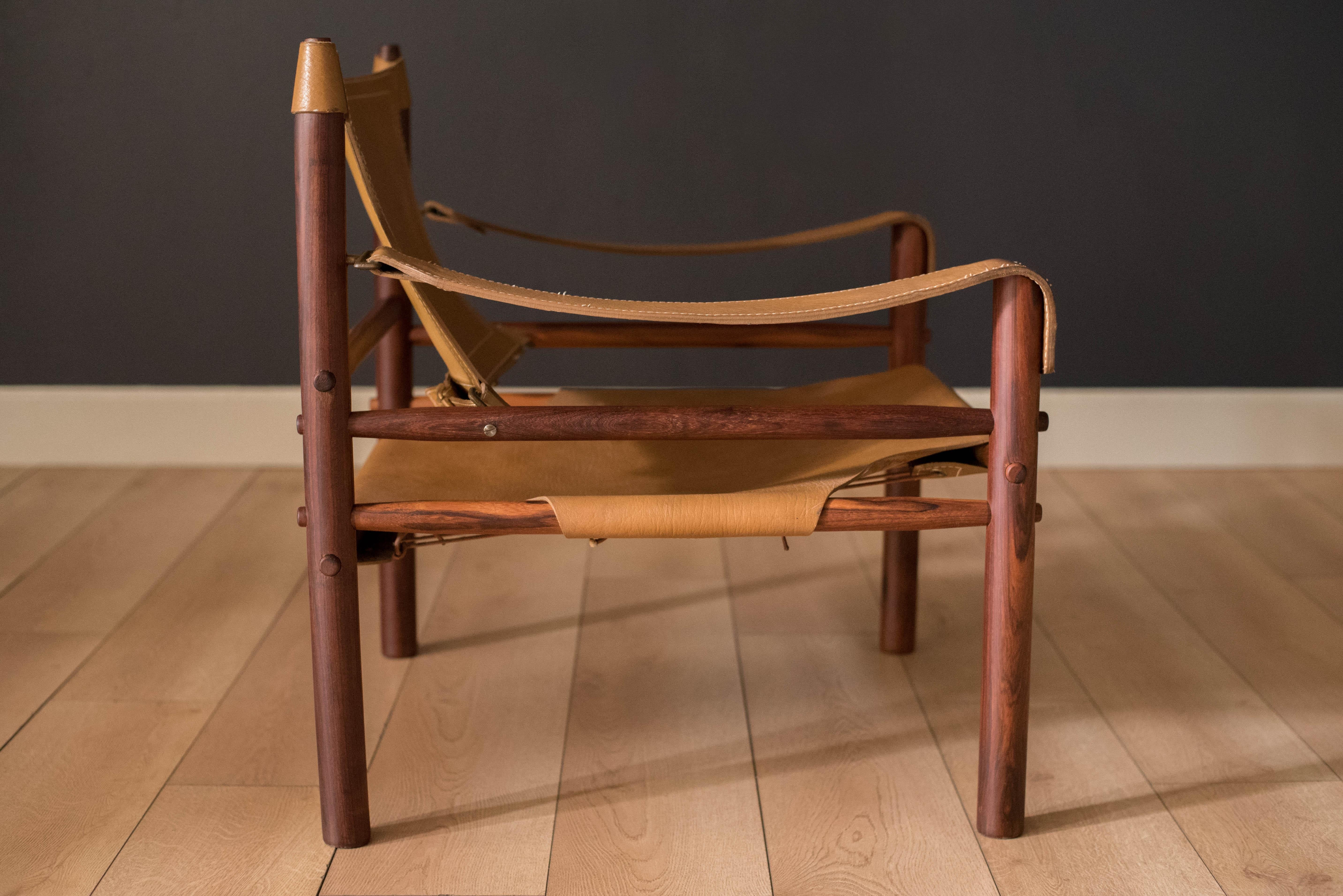 Mid Century Rosewood and Leather Sirocco Safari Lounge Chair by Arne Norell 5