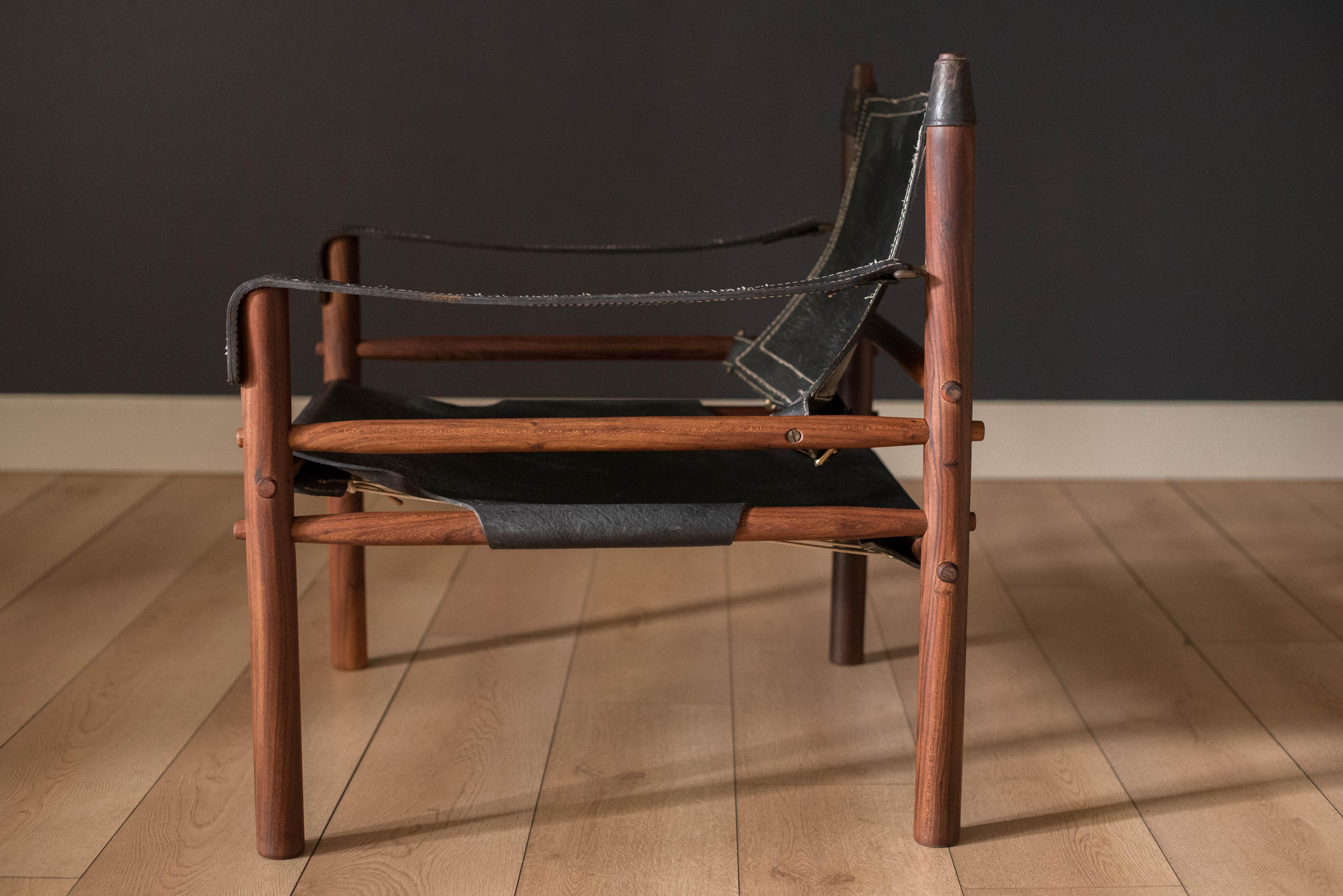 Mid Century Rosewood and Leather Sirocco Safari Lounge Chair by Arne Norell 10