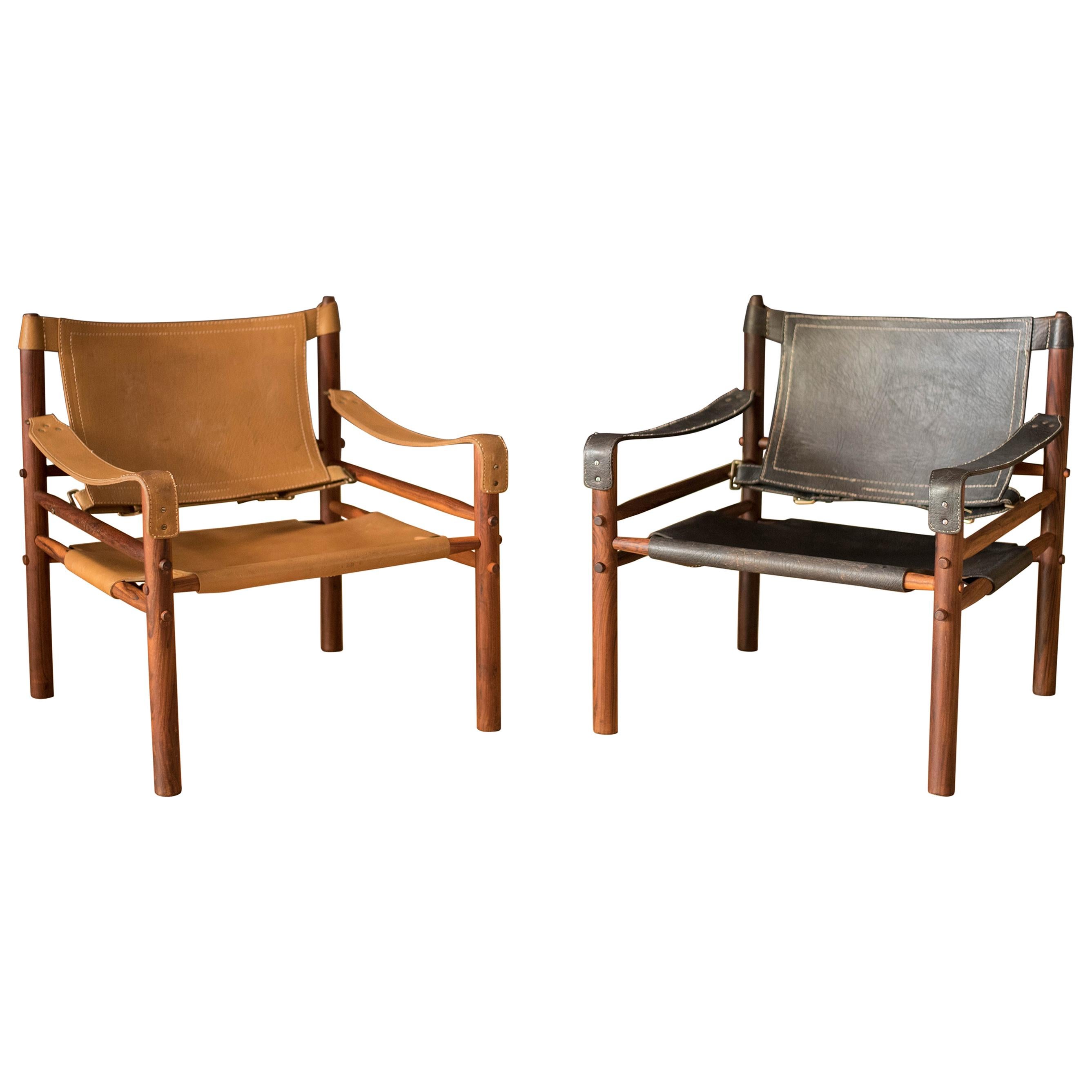 Mid Century Rosewood and Leather Sirocco Safari Lounge Chair by Arne Norell