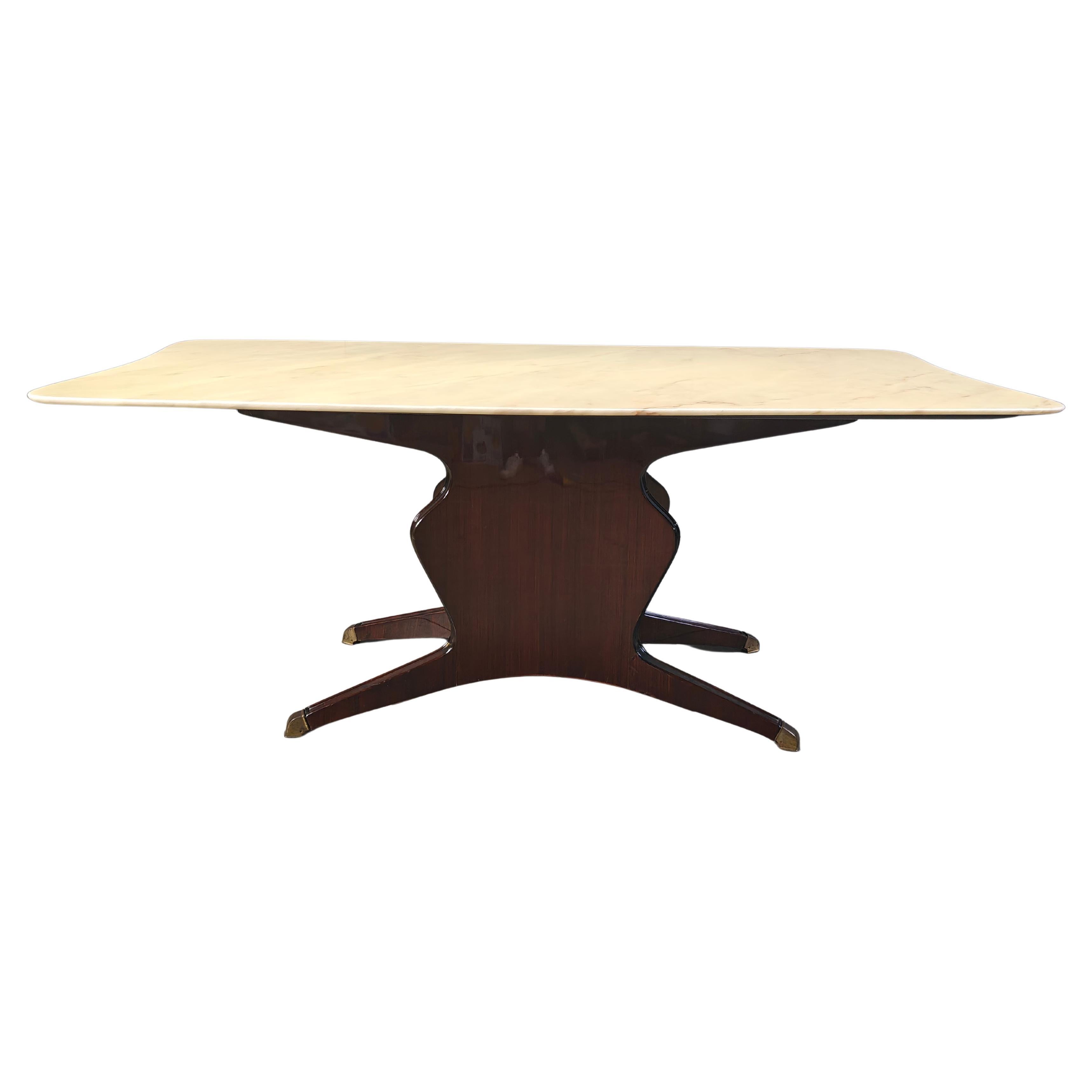 Mid century rosewood and marble dining table by Osvaldo Borsani, 1950s