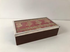 Rosewood and Silver Box with Ancient Peruvian Chancay Textile