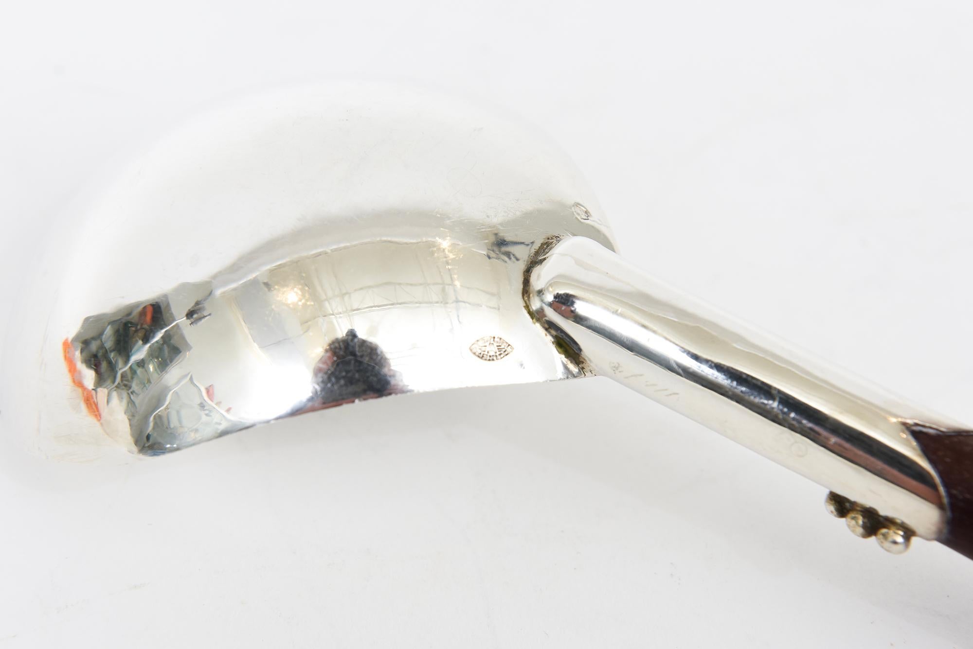 Mid Century Rosewood and Sterling Silver Sculptural Serving Spoon Hallmarked For Sale 4