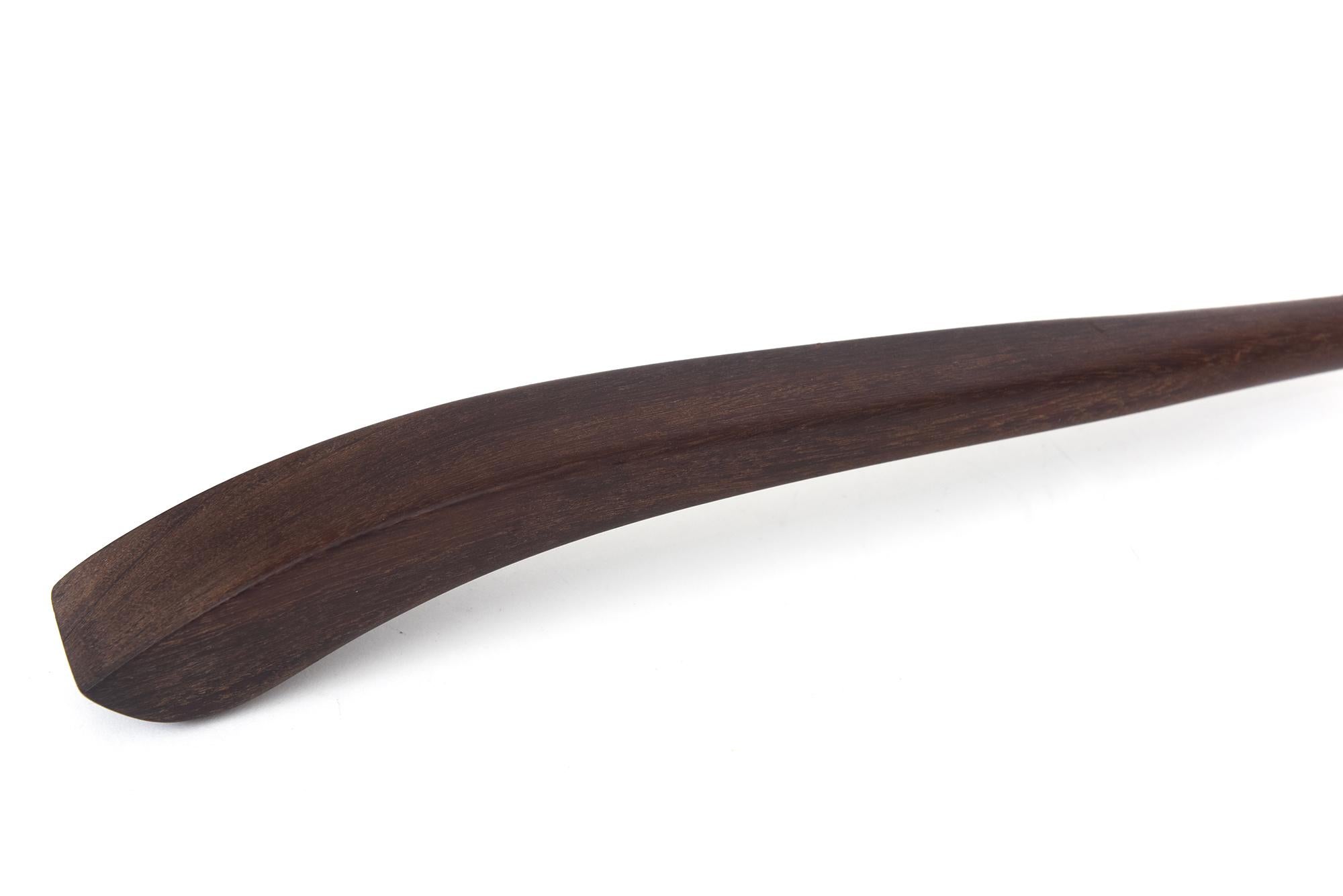Mid Century Rosewood and Sterling Silver Sculptural Serving Spoon Hallmarked For Sale 1