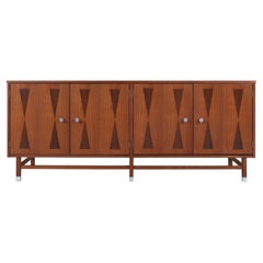 Midcentury Rosewood and Walnut Credenza by Stanley