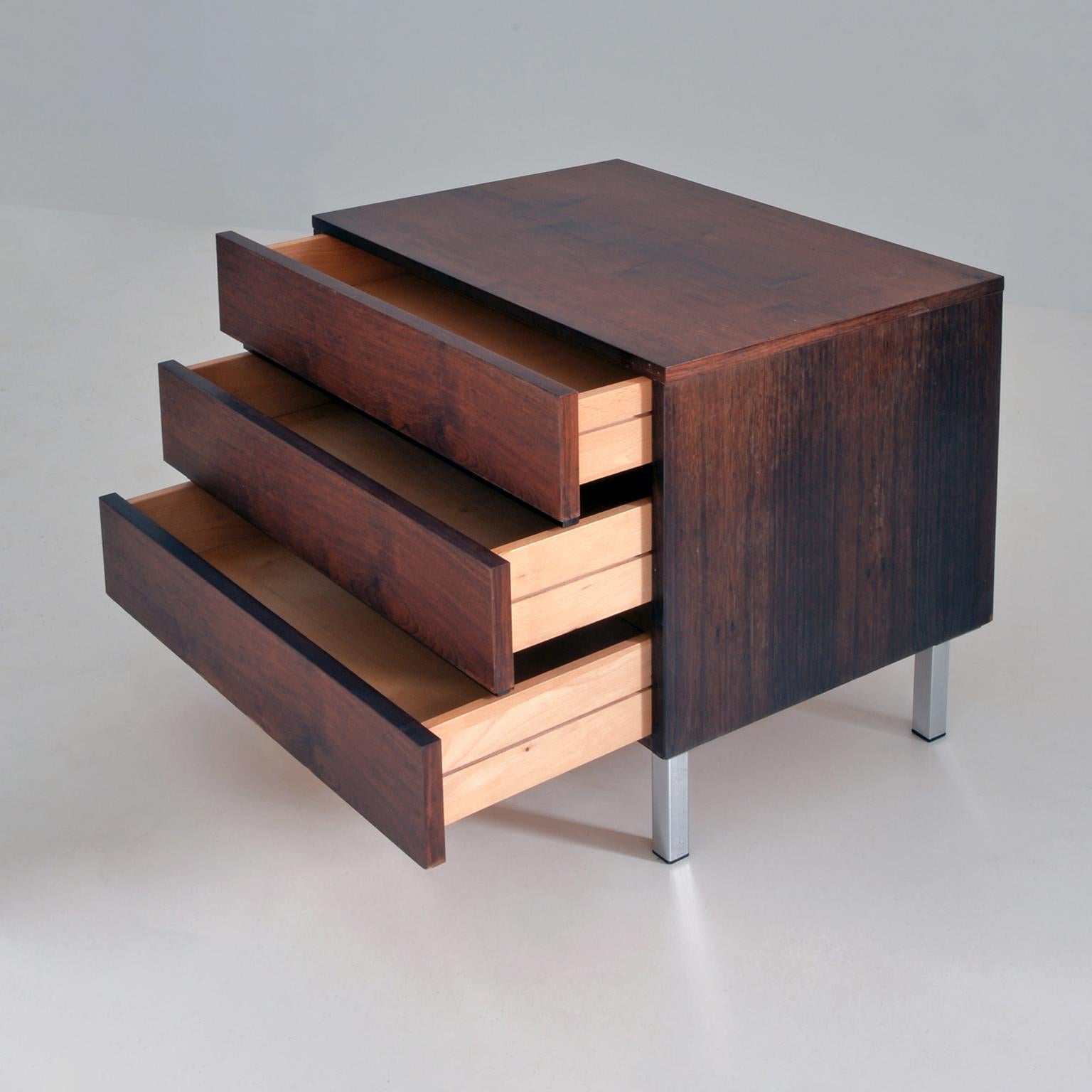 Mid-Century Modern Mid Century Rosewood Bedside Cabinets with Three Drawers, Germany, c. 1960 For Sale