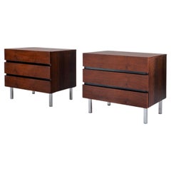 Vintage Mid Century Rosewood Bedside Cabinets with Three Drawers, Germany, c. 1960