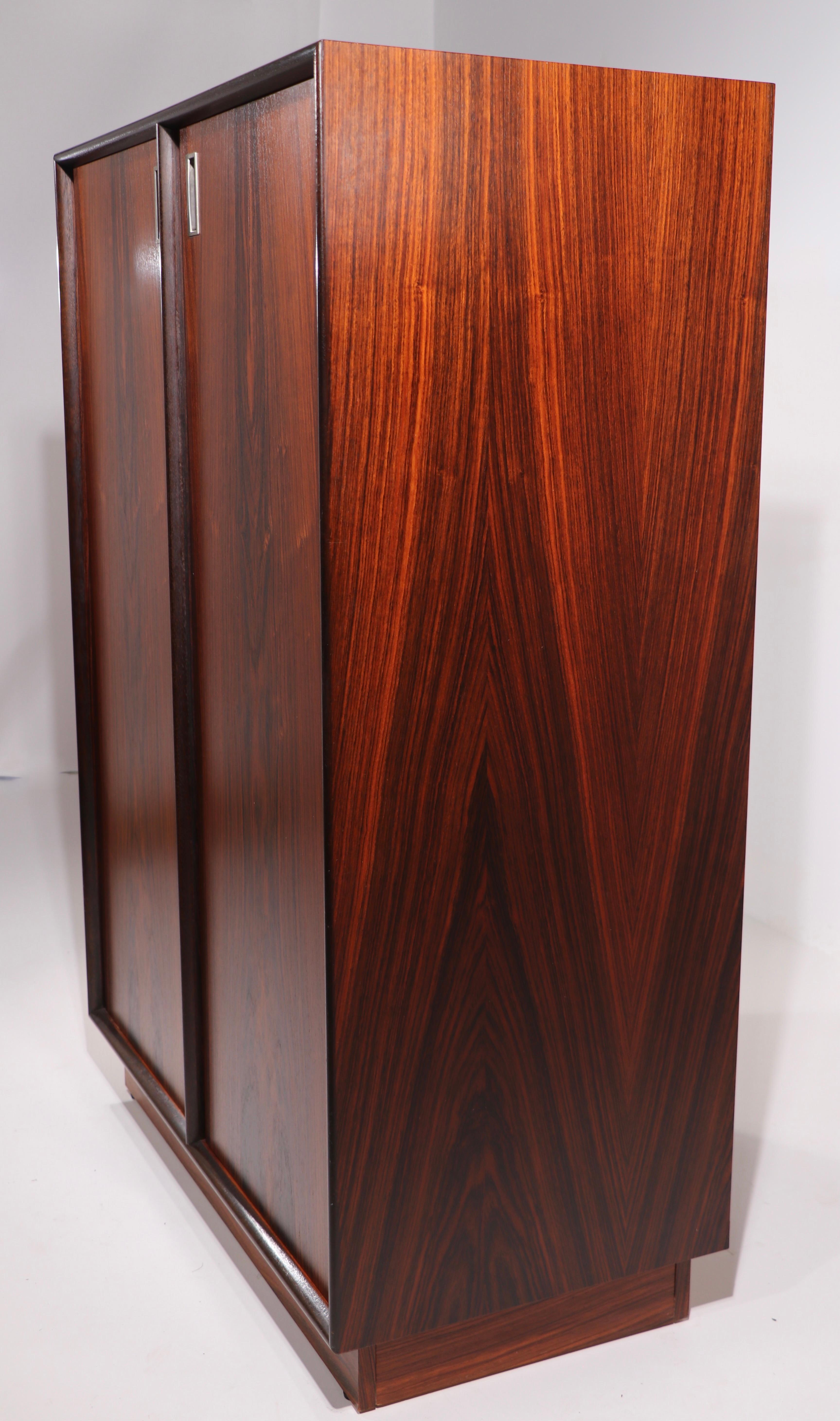 Mid Century Rosewood Chifferobe Wardrobe Armoire Made in Sweden In Good Condition In New York, NY