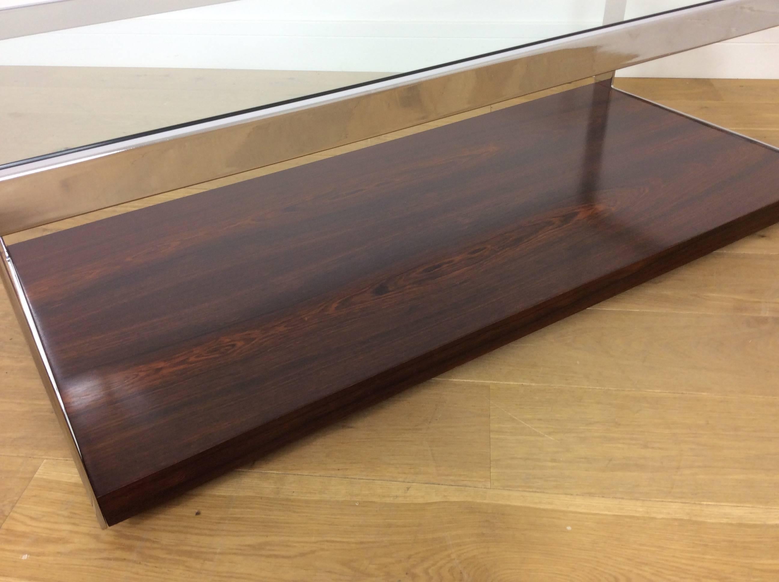 Midcentury Rosewood Chrome and Glass Table by Merrow Associates 5