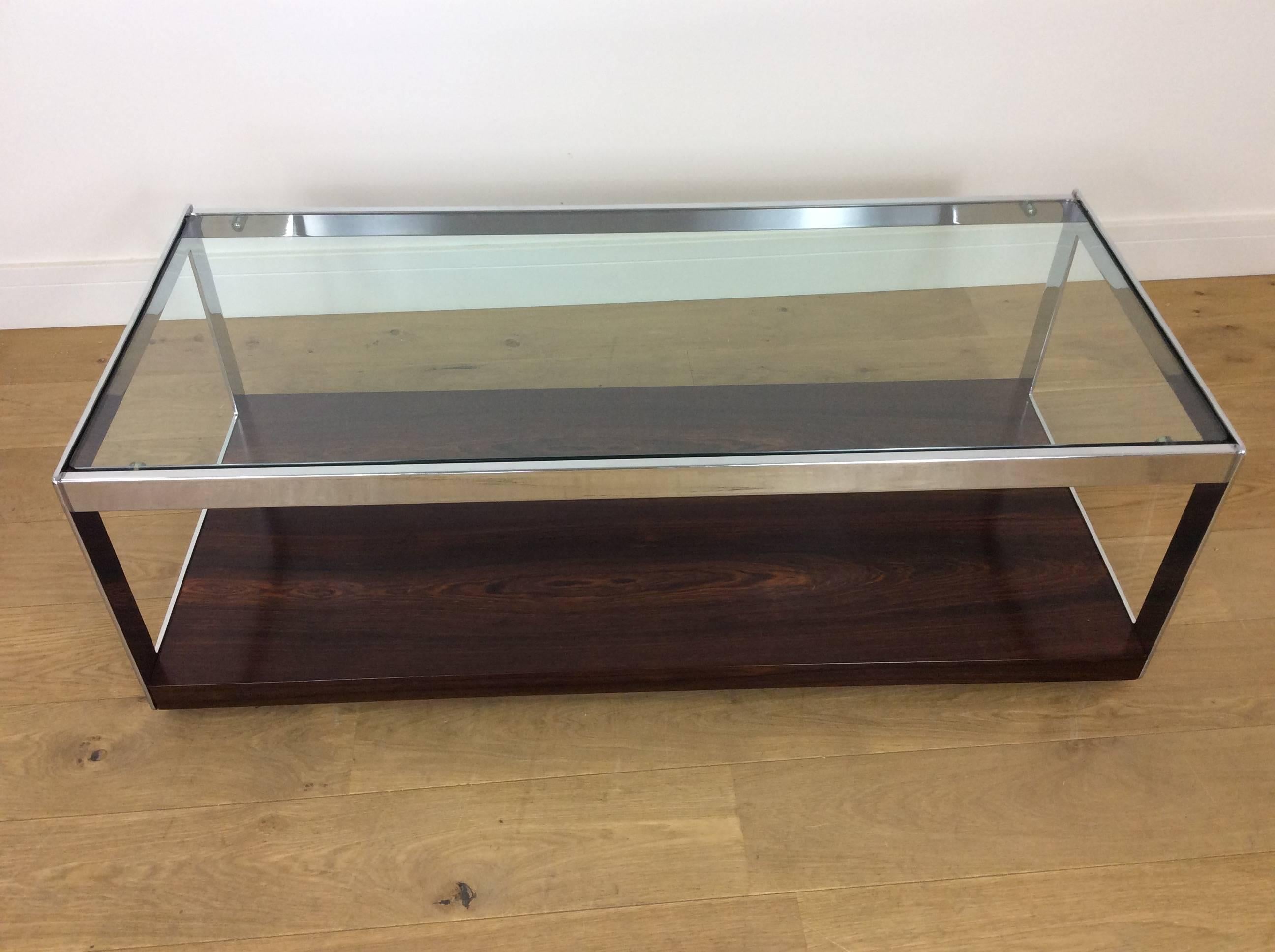 Midcentury Rosewood Chrome and Glass Table by Merrow Associates 6