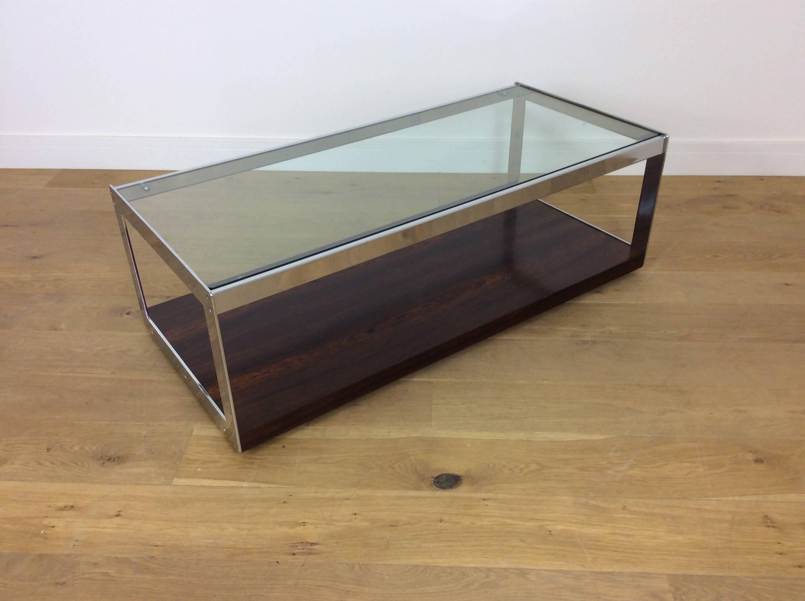 Midcentury Rosewood Chrome and Glass Table by Merrow Associates 3