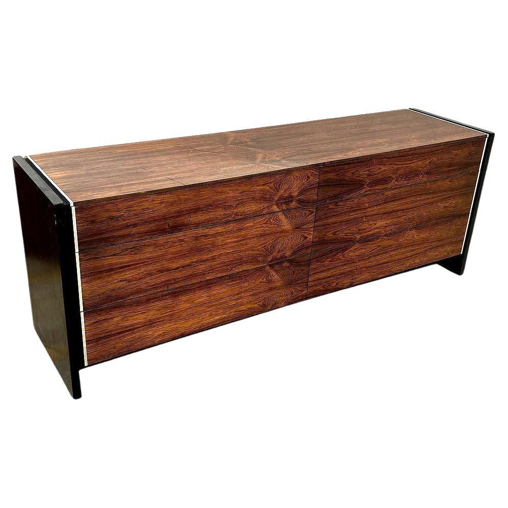 Commode mi-siècle en bois de rose et chrome de Robert Baron pour Glenn of California