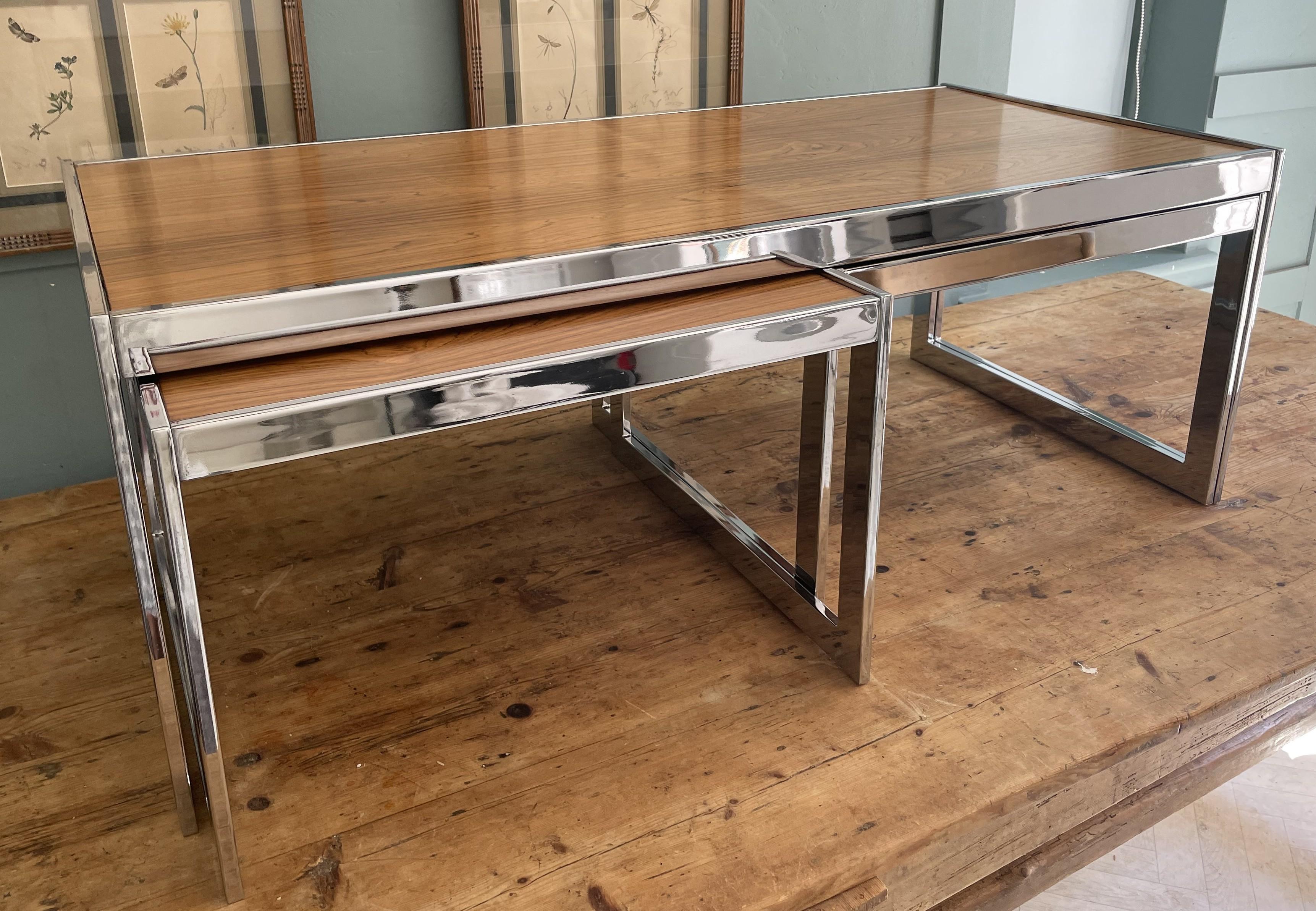 Mid-Century Rosewood & Chrome Nesting Coffee Table Set by Howard Miller for MDA For Sale 4