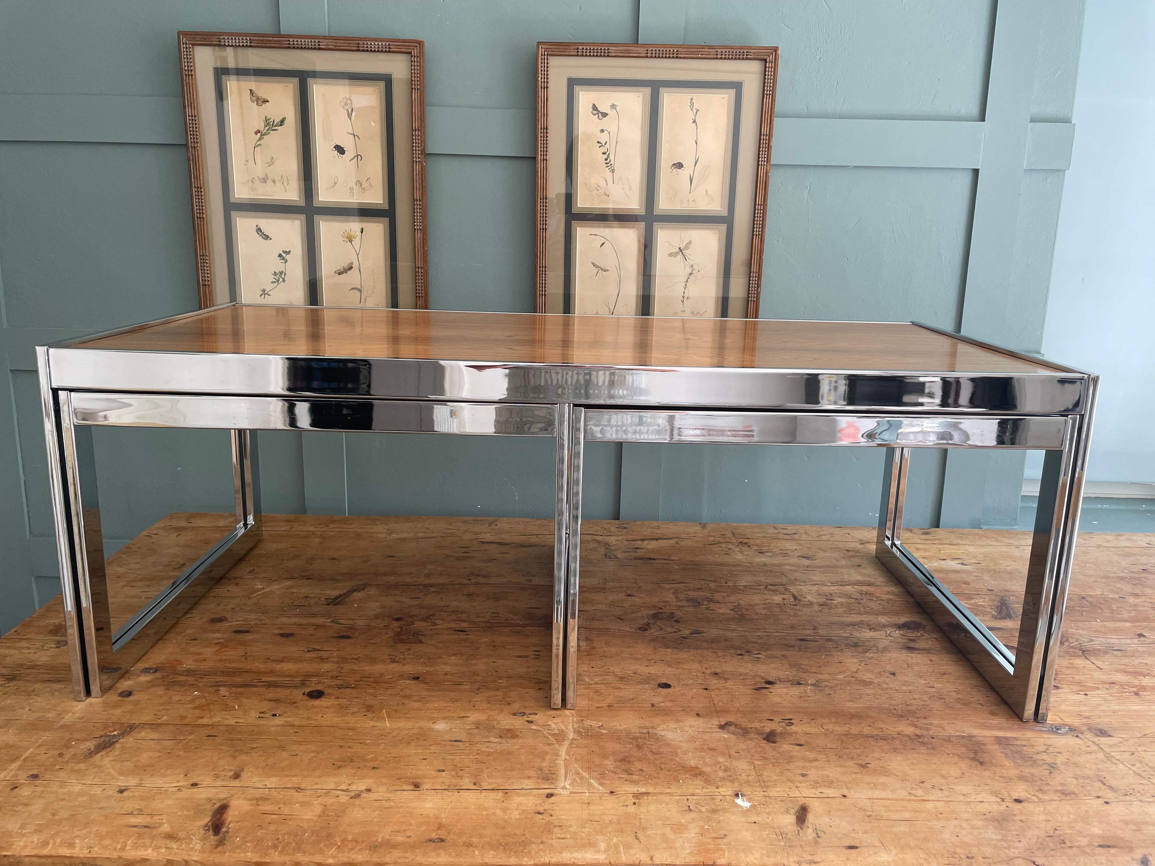 Mid-Century Rosewood & Chrome Nesting Coffee Table Set by Howard Miller for MDA For Sale 5