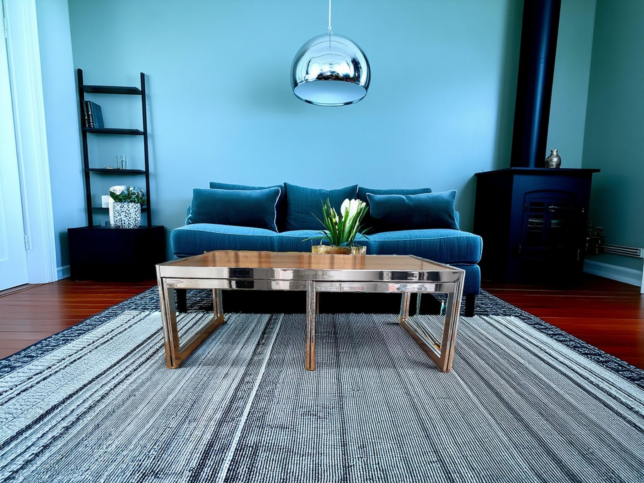 Mid-Century Rosewood & Chrome Nesting Coffee Table Set by Howard Miller for MDA For Sale 6