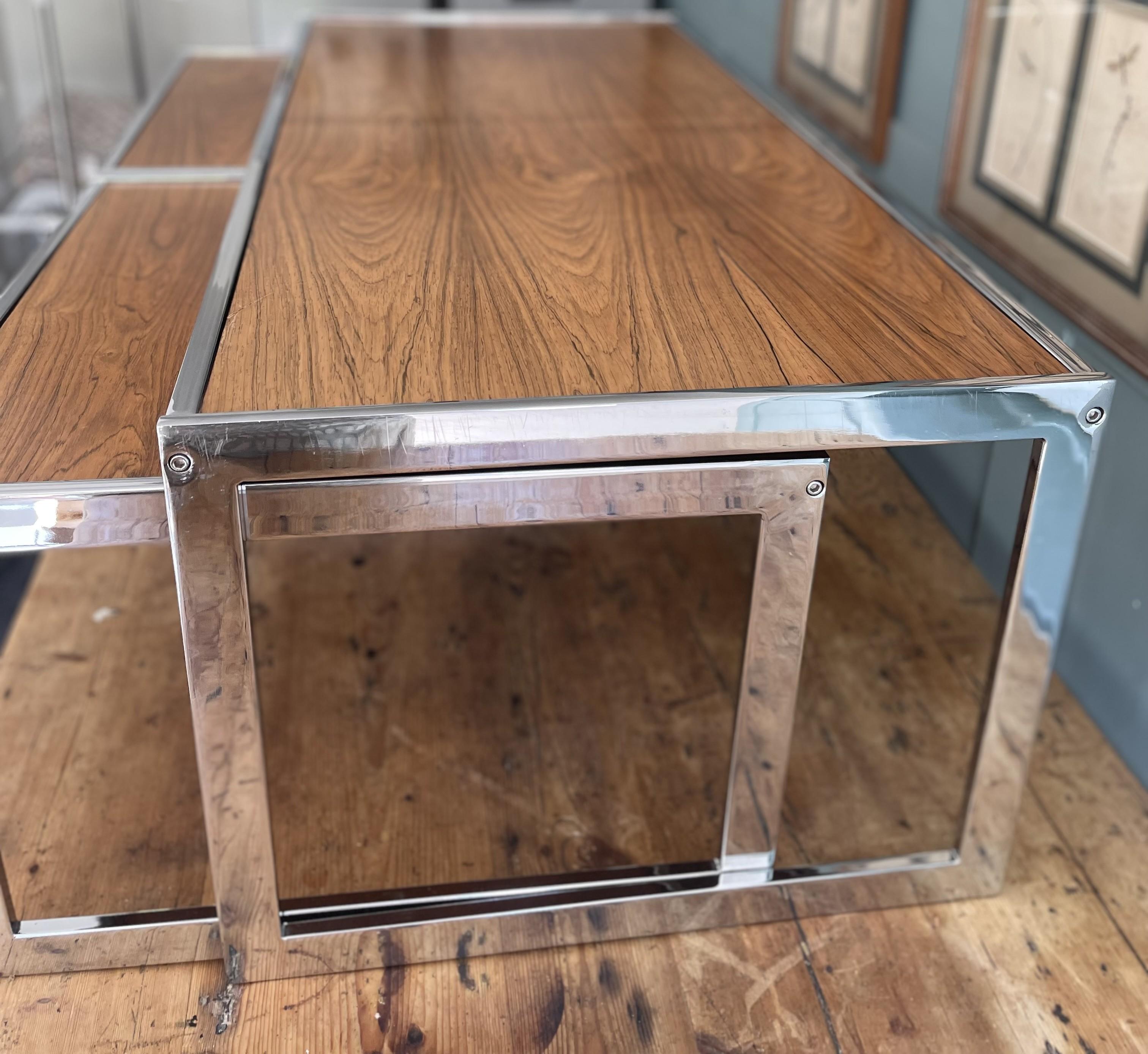 Mid-Century Rosewood & Chrome Nesting Coffee Table Set by Howard Miller for MDA For Sale 2