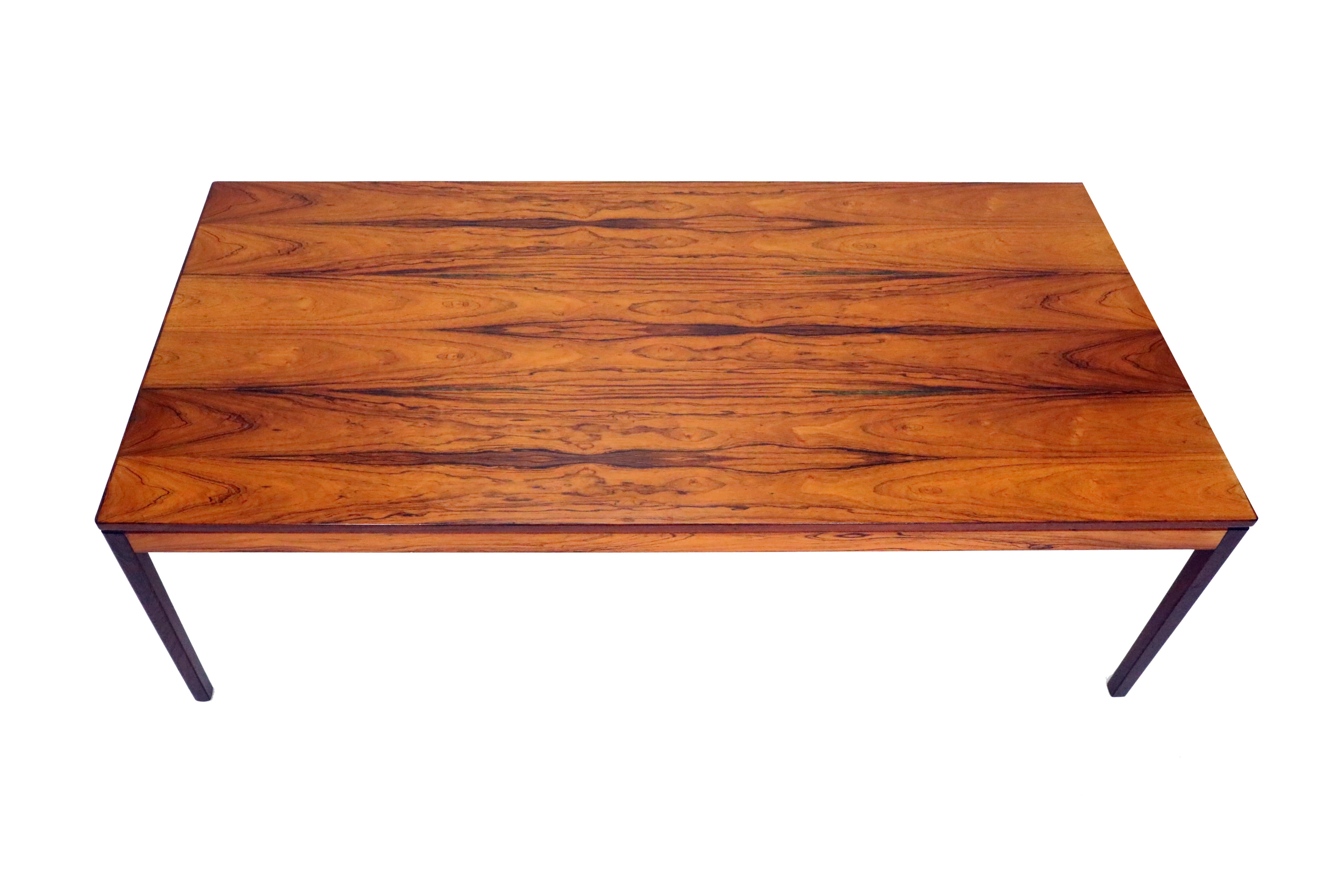 A stunning Norwegian mid-century rosewood coffee table by P.S. Heggen.