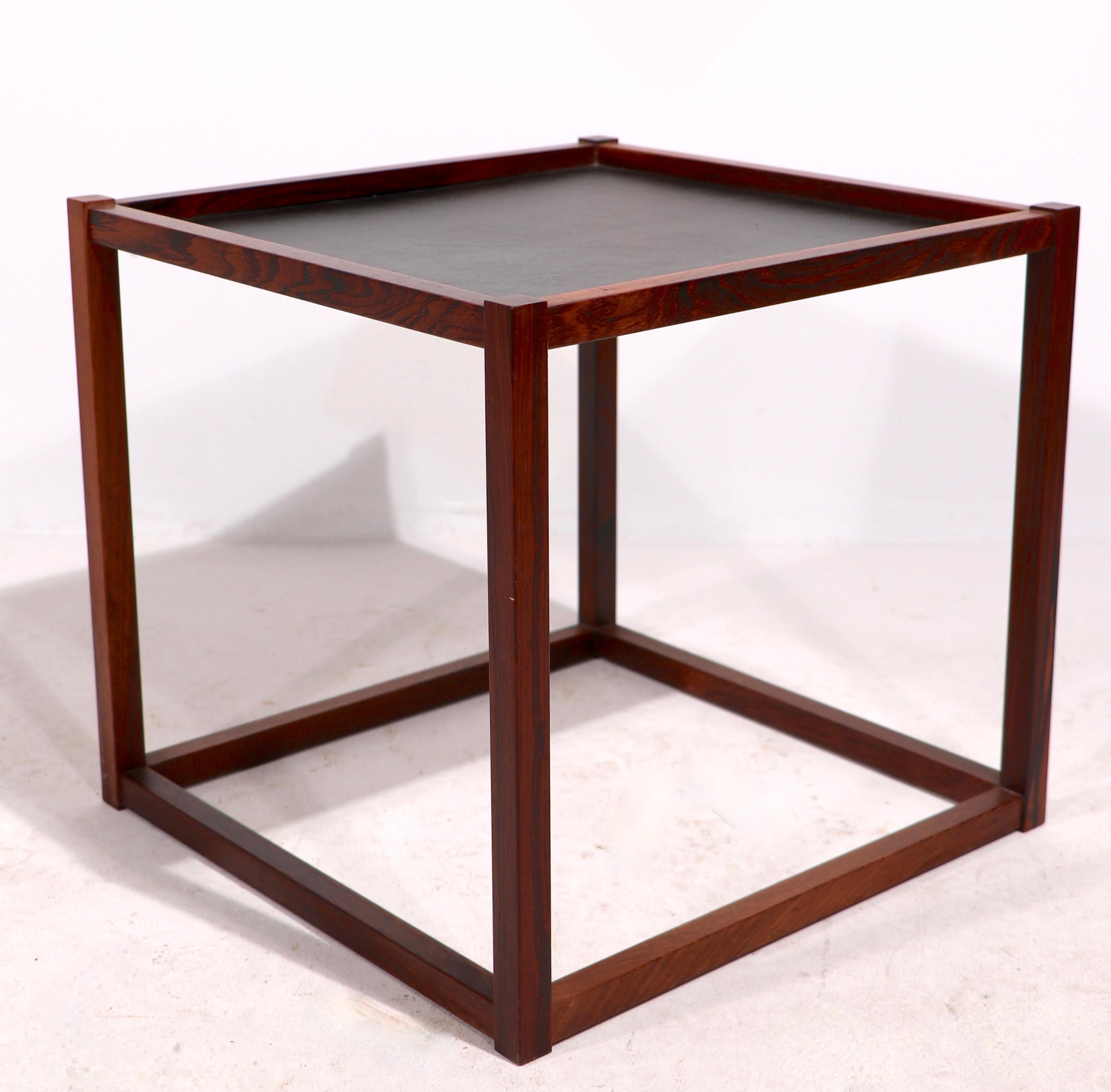 Danish Mid Century Rosewood Cube End Side Table