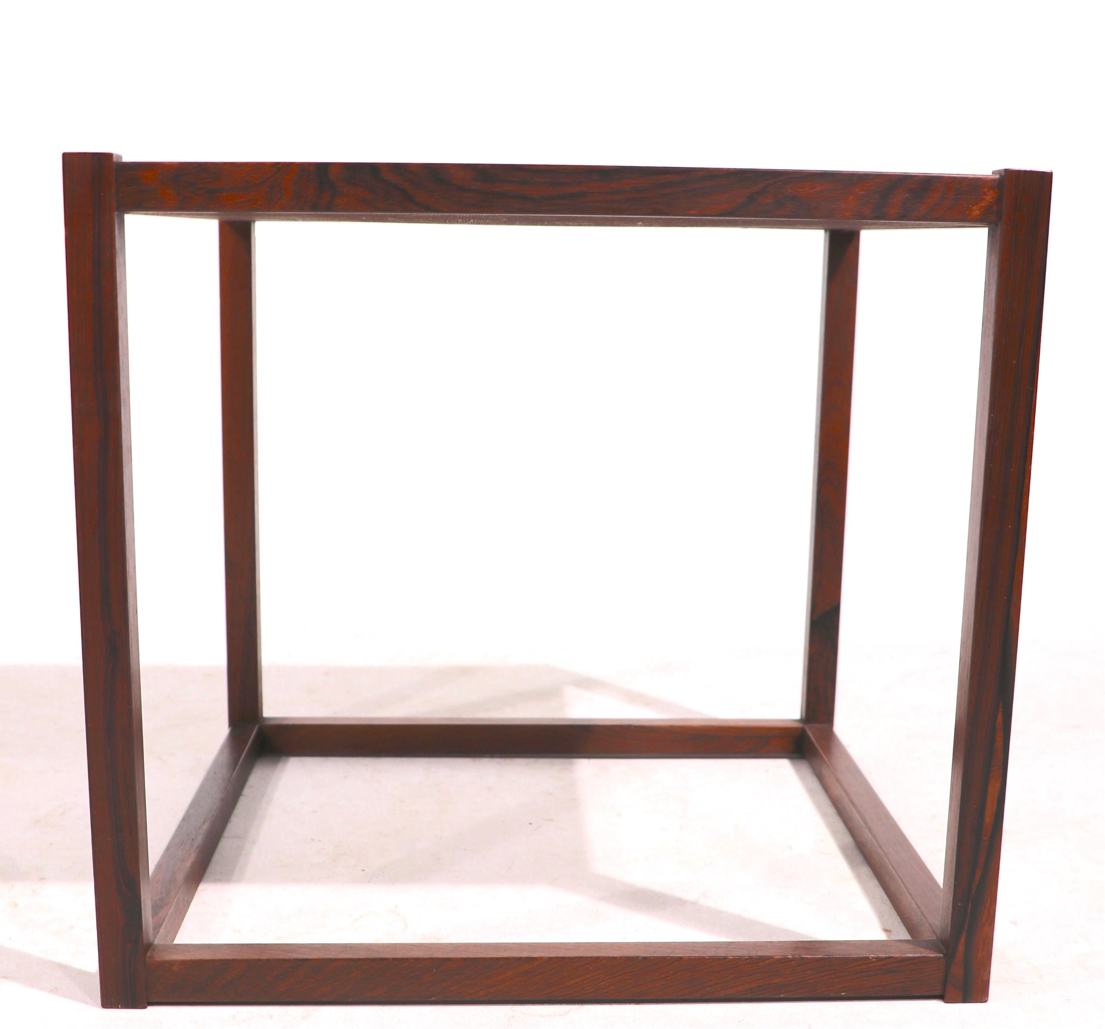Mid Century Rosewood Cube End Side Table 1