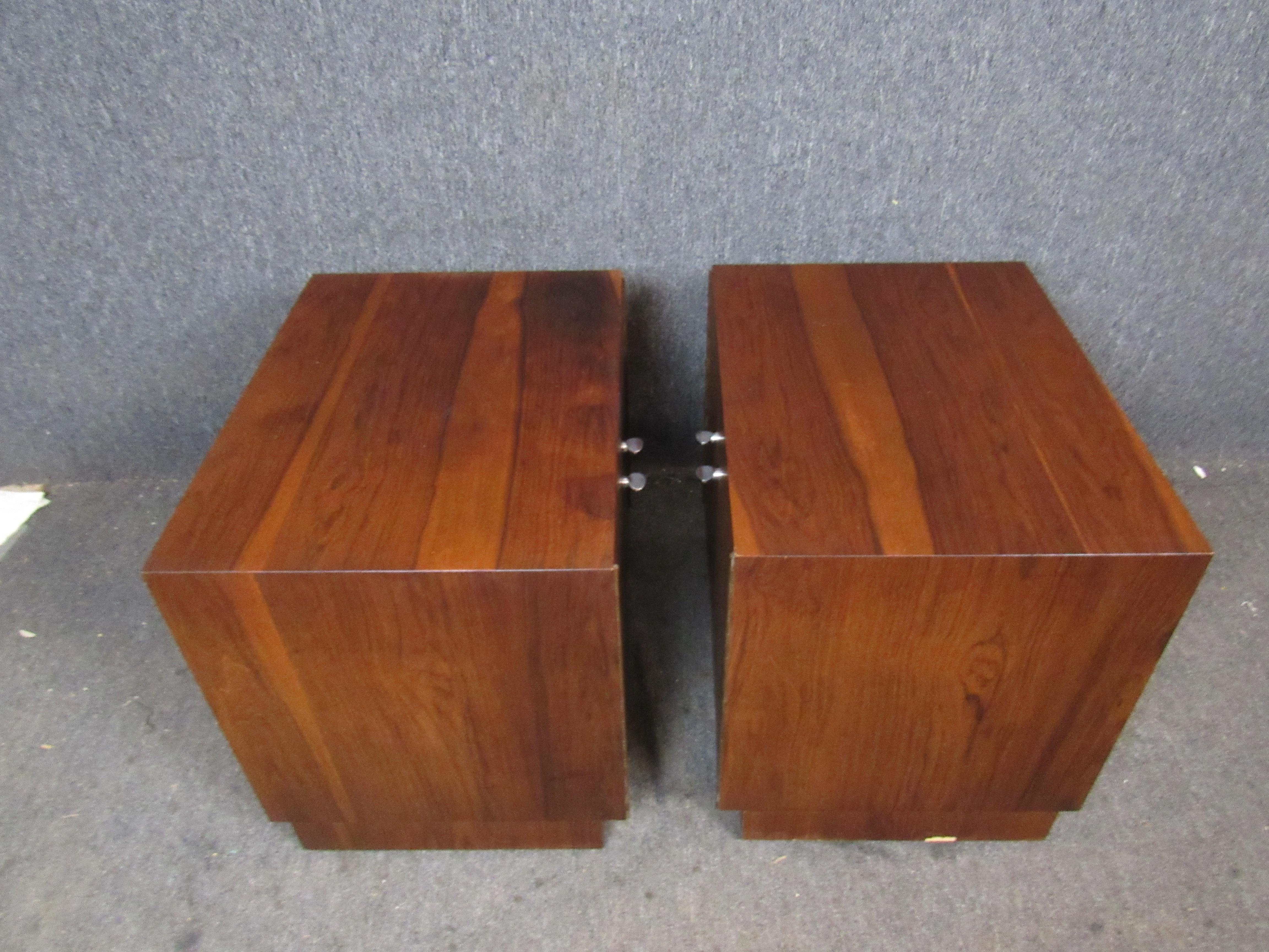 North American Midcentury Rosewood Cube Nightstands For Sale