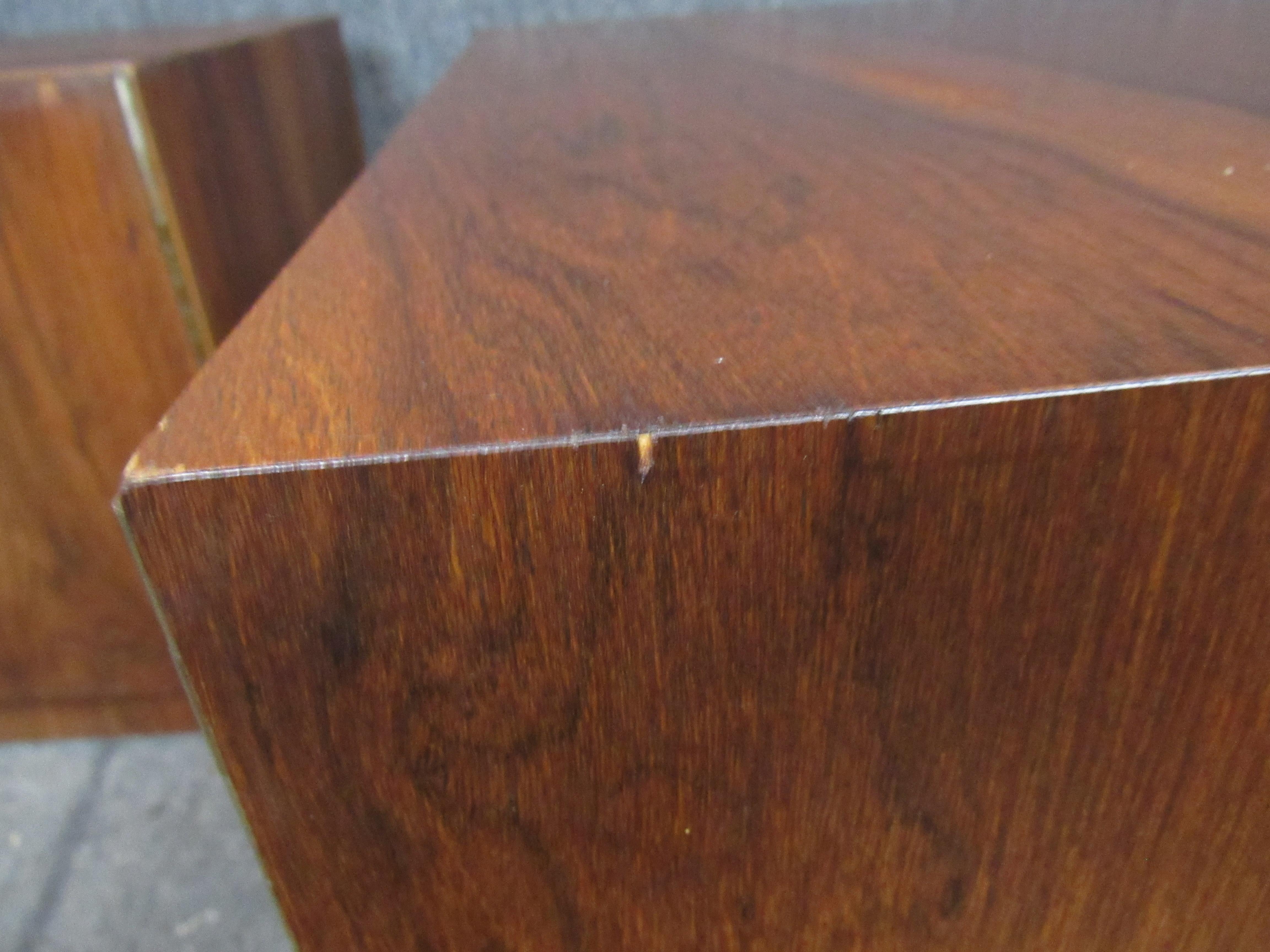 Midcentury Rosewood Cube Nightstands For Sale 2