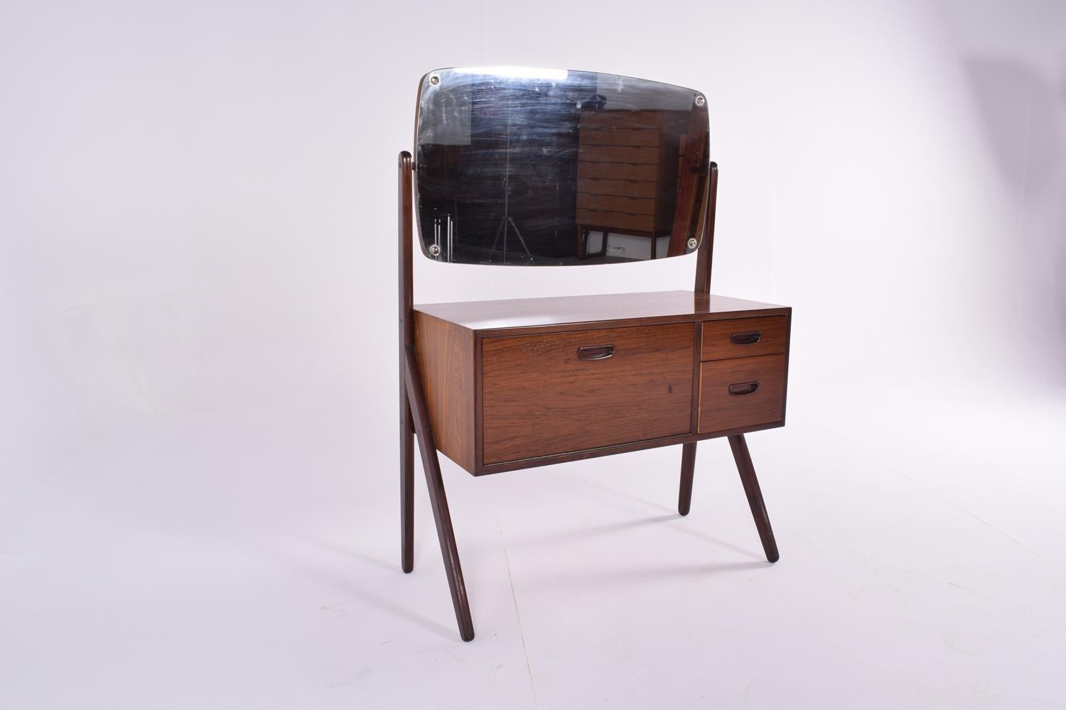 Mid-Century Modern Midcentury Rosewood and Teak Danish Dressing Table with mirror, 1960´s