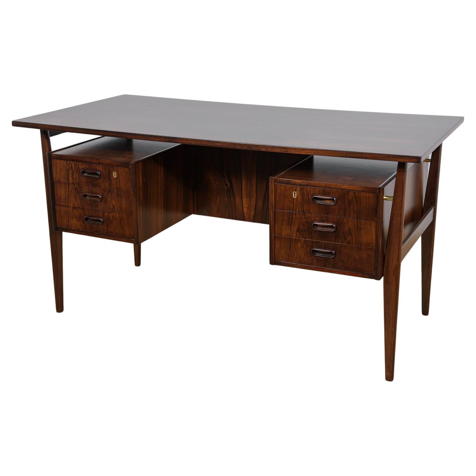 Mid Century Rosewood Desk by Gunnar Nielsen Tibergaard for Tibergaard, 1960s For Sale
