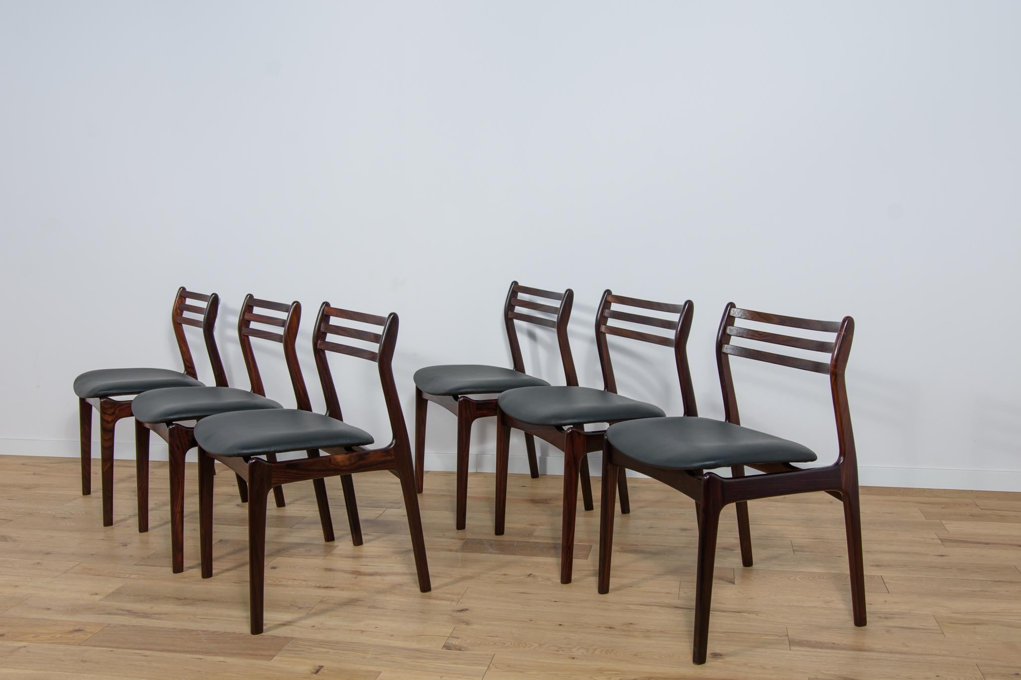  Esszimmerstühle aus Rosenholz von Vestervig Eriksen für Brdr. aus der Mitte des Jahrhunderts. Tromborg. (Mitte des 20. Jahrhunderts) im Angebot