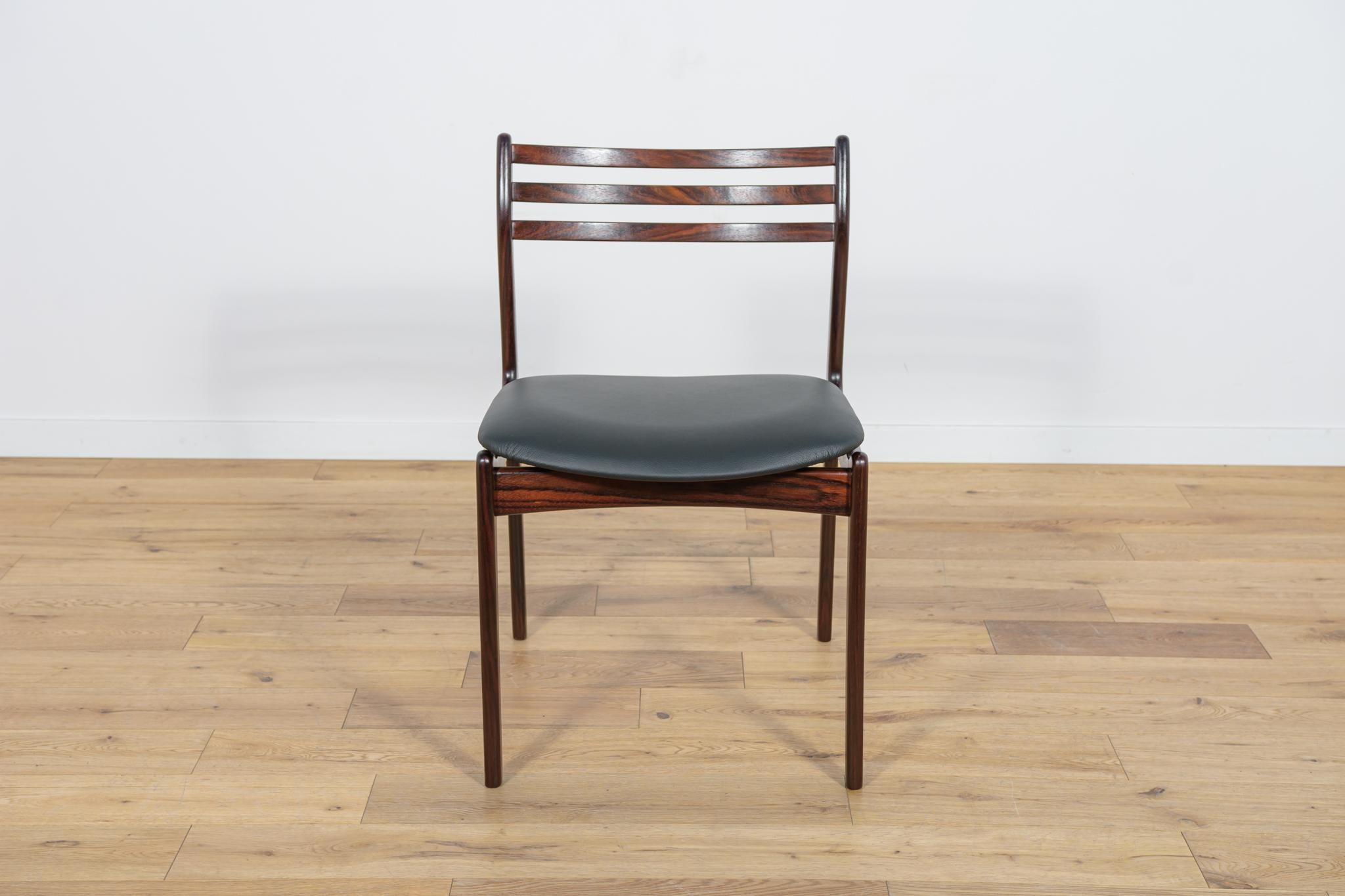 Leather  Mid-Century Rosewood Dining Chairs by Vestervig Eriksen for Brdr. Tromborg. For Sale