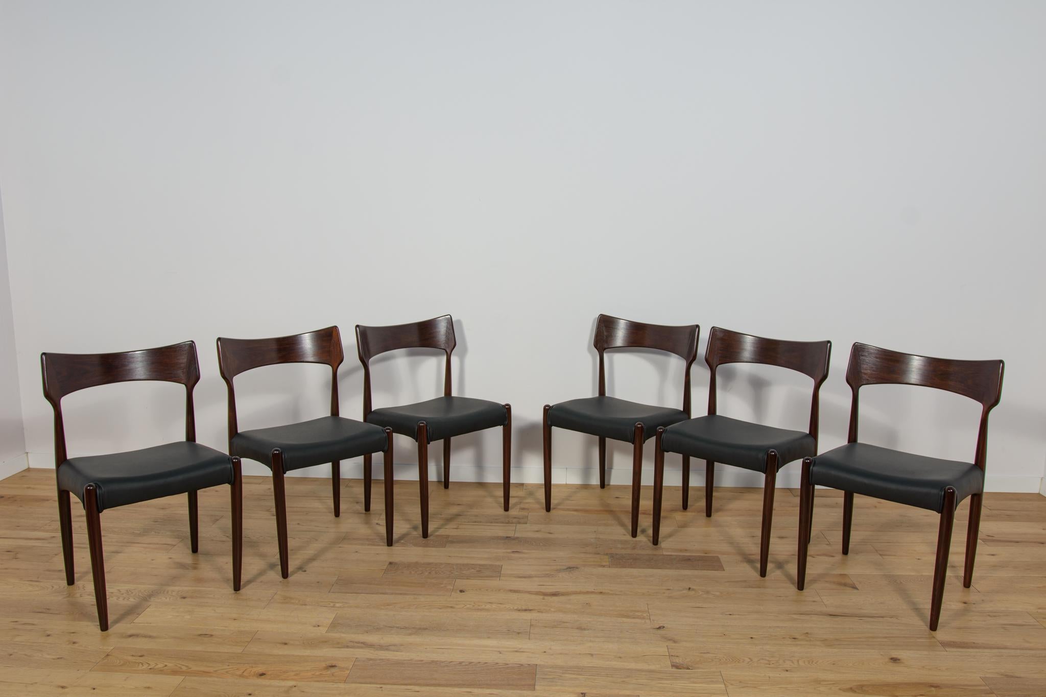 Danish Mid Century Rosewood Dining Chairs from Bernhard Pedersen & Son, 1960s, Set of 6 For Sale