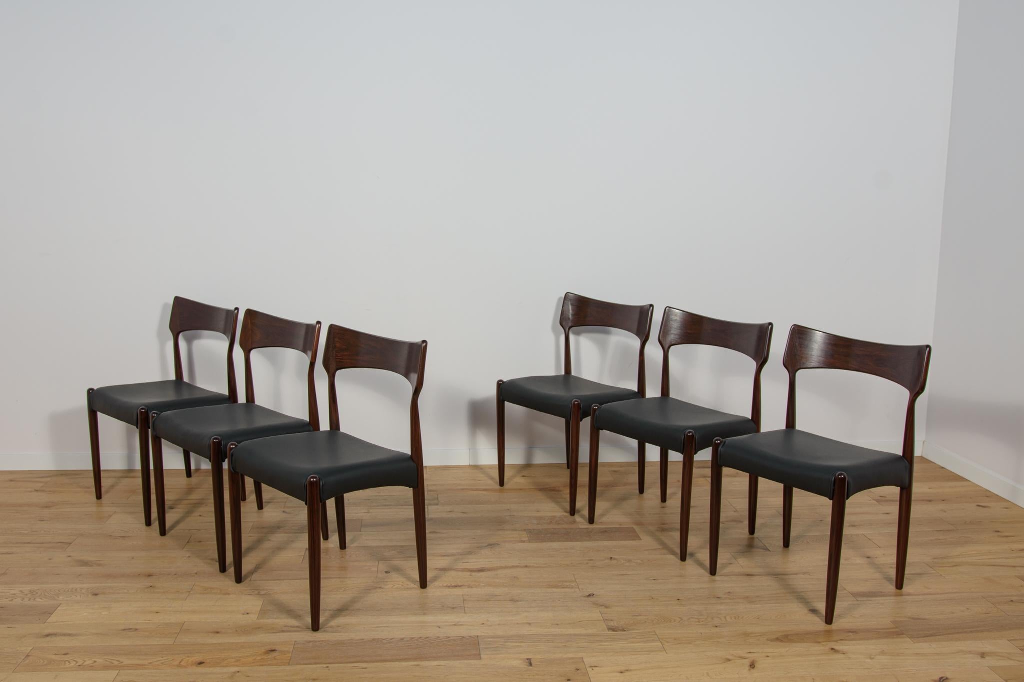 Woodwork Mid Century Rosewood Dining Chairs from Bernhard Pedersen & Son, 1960s, Set of 6 For Sale