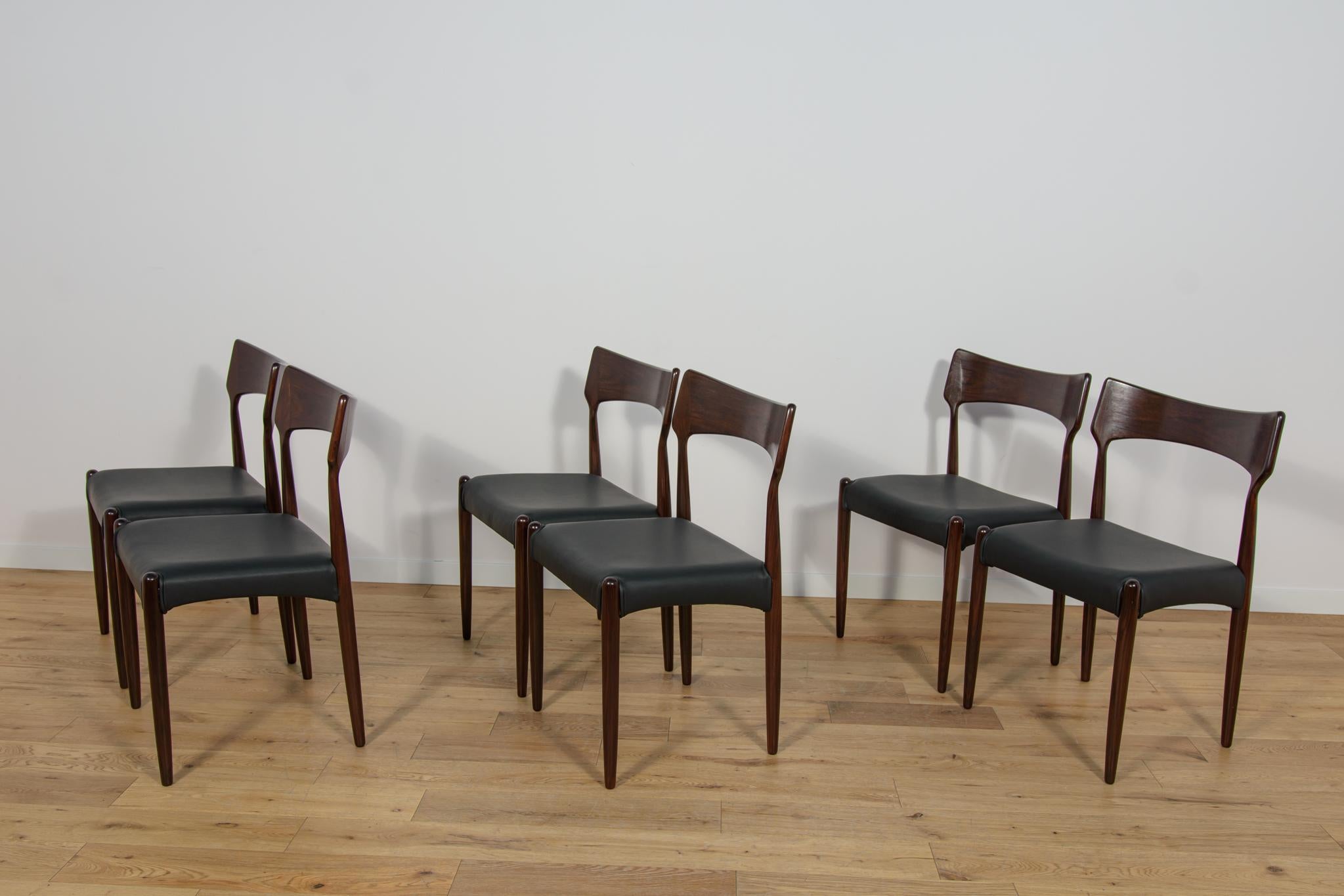 Mid Century Rosewood Dining Chairs from Bernhard Pedersen & Son, 1960s, Set of 6 In Excellent Condition For Sale In GNIEZNO, 30