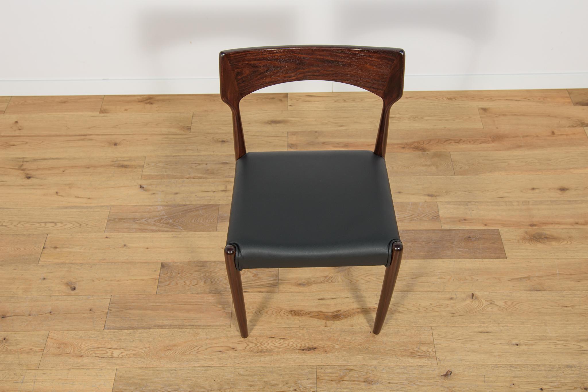 Leather Mid Century Rosewood Dining Chairs from Bernhard Pedersen & Son, 1960s, Set of 6 For Sale