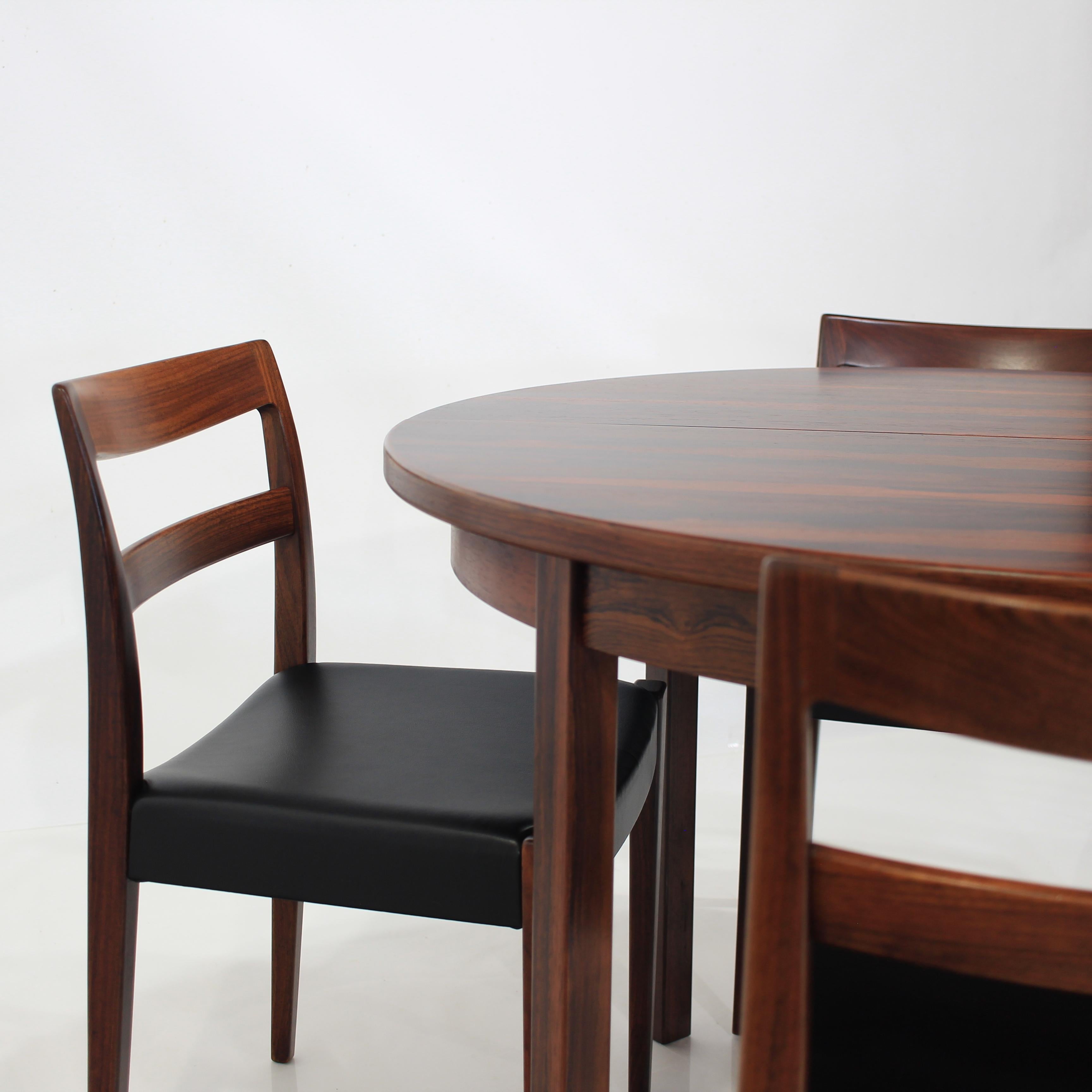 Scandinavian Modern Mid-Century Rosewood Dining Set Table and Chairs by Nils Jonsson