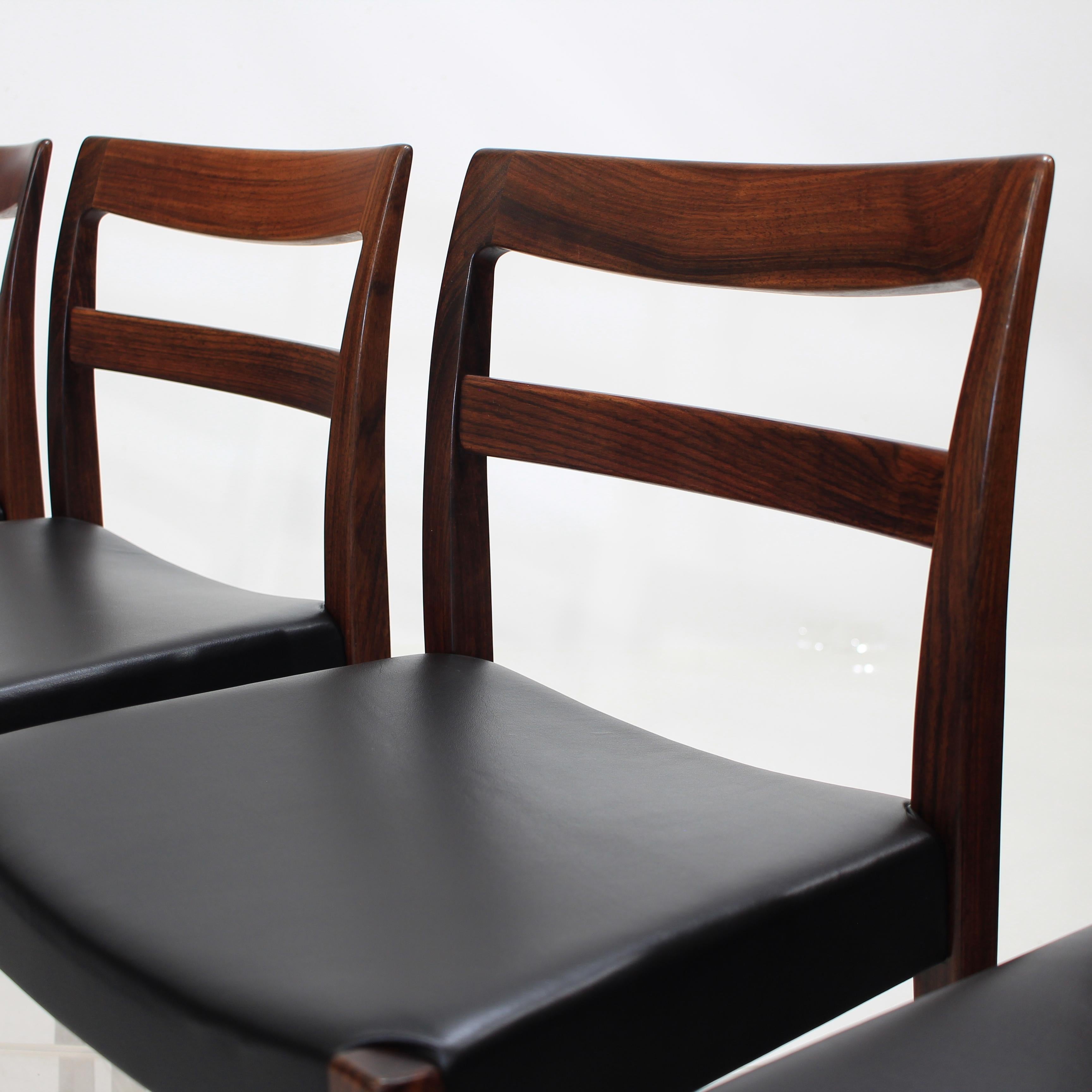 Lacquered Mid-Century Rosewood Dining Set Table and Chairs by Nils Jonsson