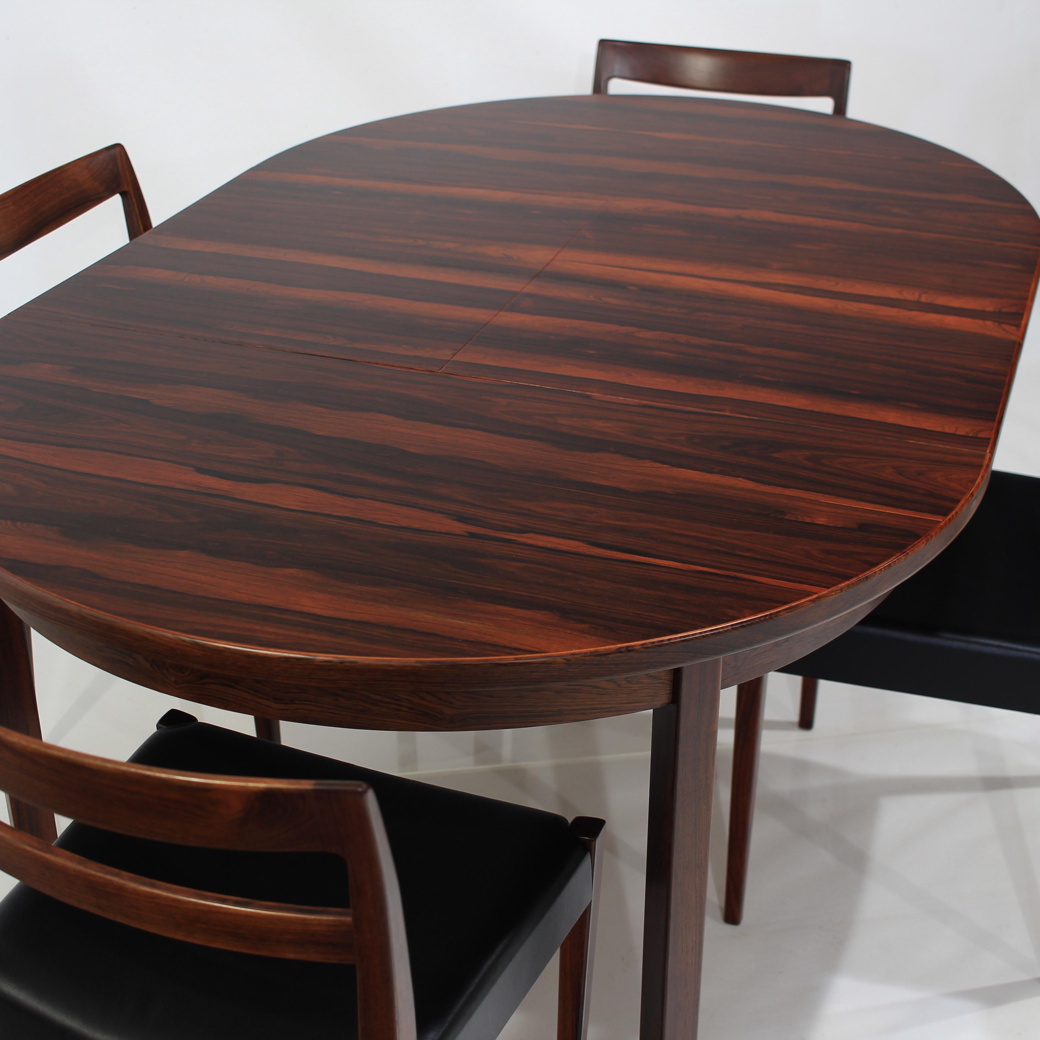 20th Century Mid-Century Rosewood Dining Set Table and Chairs by Nils Jonsson