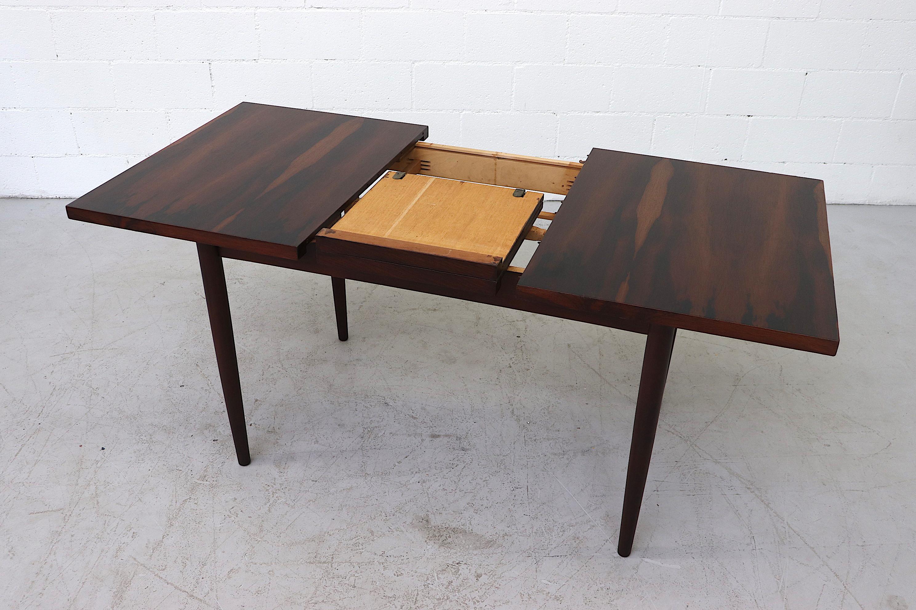 Dutch Midcentury Rosewood Dining Table with Hidden Leaf