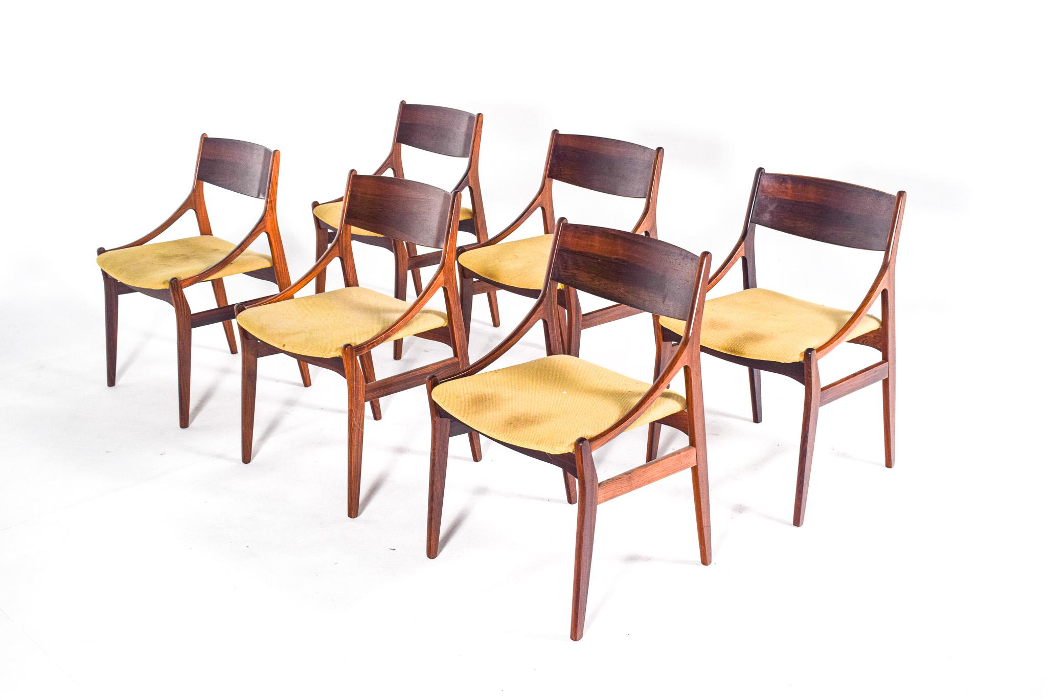 Mid-Century Modern Chaises de salle à manger en bois de rose du milieu du siècle par Vestervig Erikson pour Brdr. Tromborg en vente