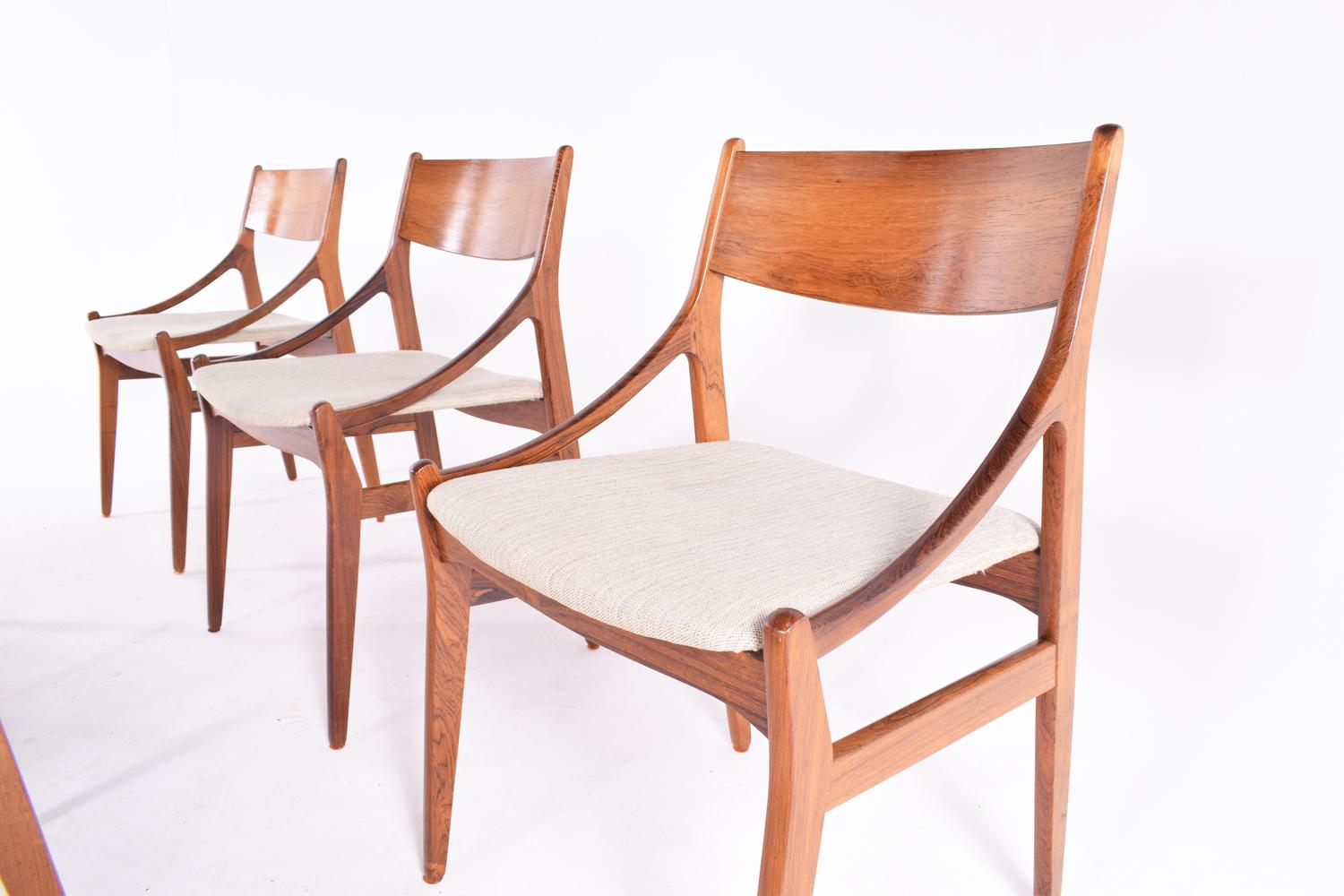 Danish Midcentury Rosewood Dinning Chairs by Vestervig Erikson for Brdr. Tromborg