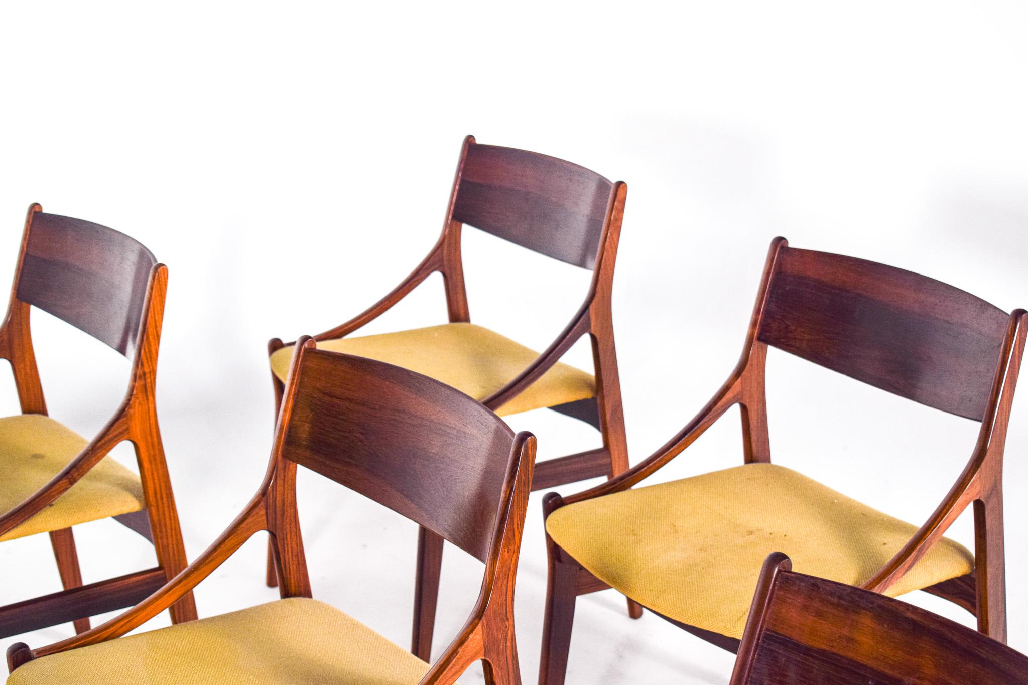 Chaises de salle à manger en bois de rose du milieu du siècle par Vestervig Erikson pour Brdr. Tromborg Bon état - En vente à Lisboa, Lisboa