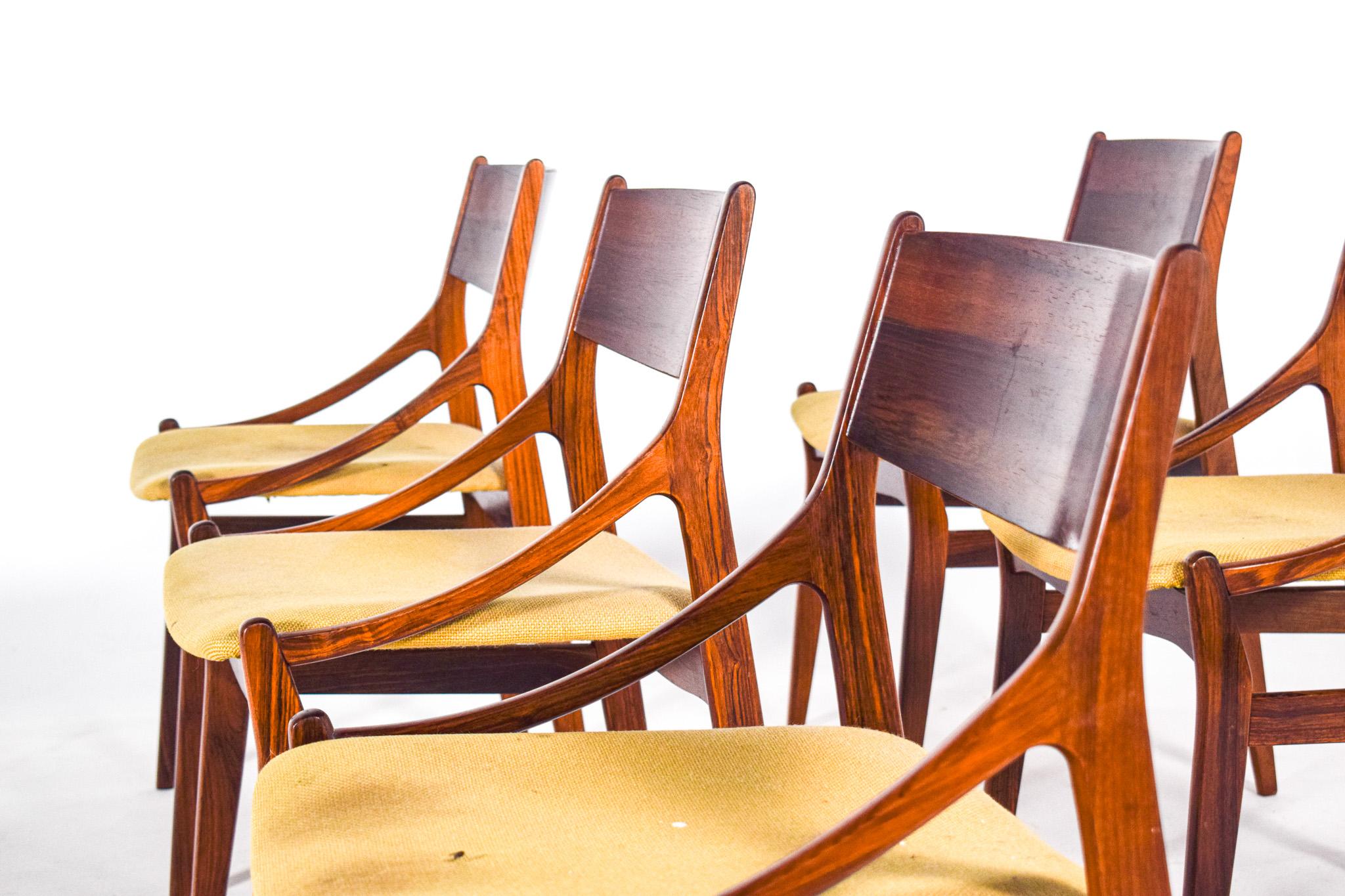 Mid-20th Century Mid-Century Rosewood Dinning Chairs by Vestervig Erikson for Brdr. Tromborg For Sale